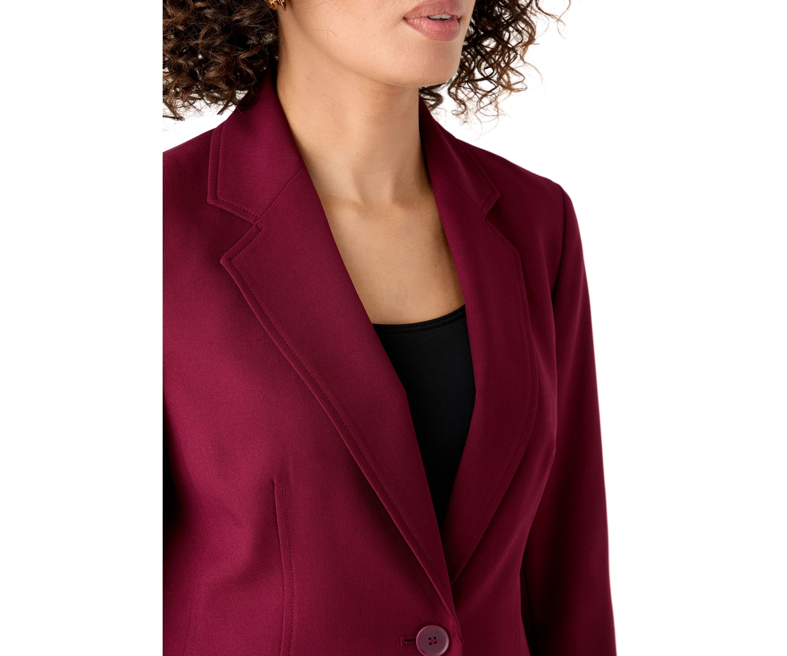 One Button Long Sleeve Jacket & Fly Front Slim Pant