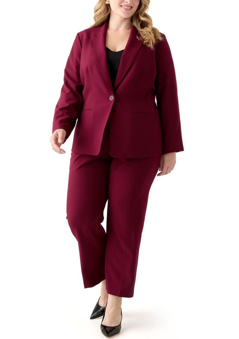 One Button Long Sleeve Jacket & Fly Front Slim Pant