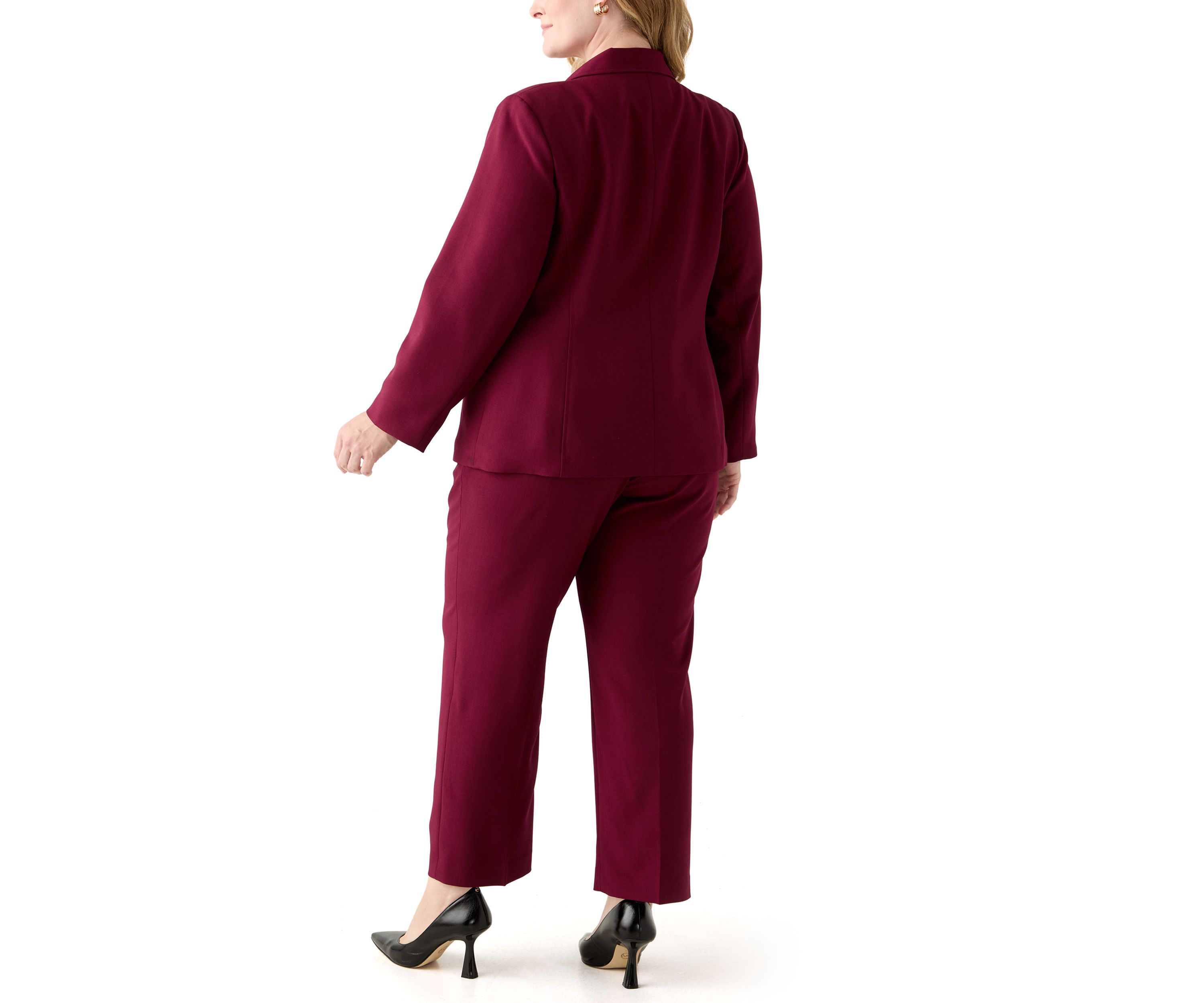 One Button Long Sleeve Jacket & Fly Front Slim Pant