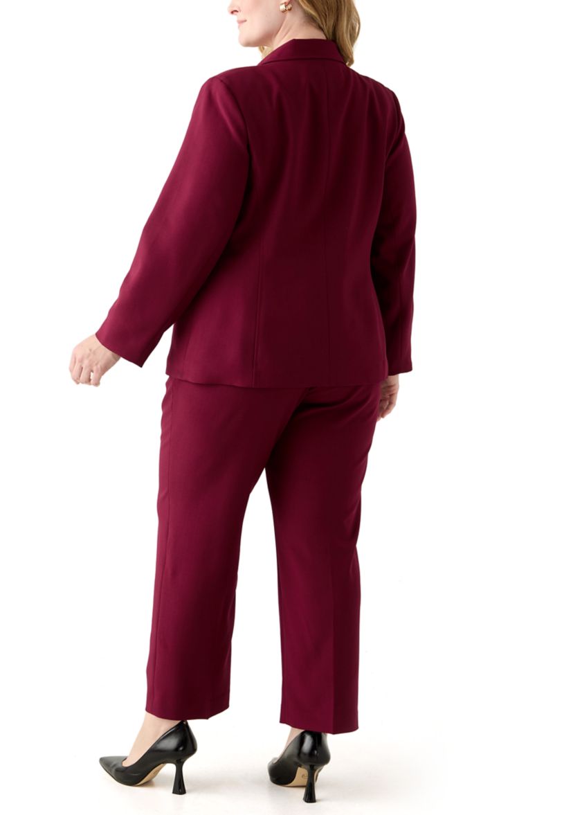 One Button Long Sleeve Jacket & Fly Front Slim Pant