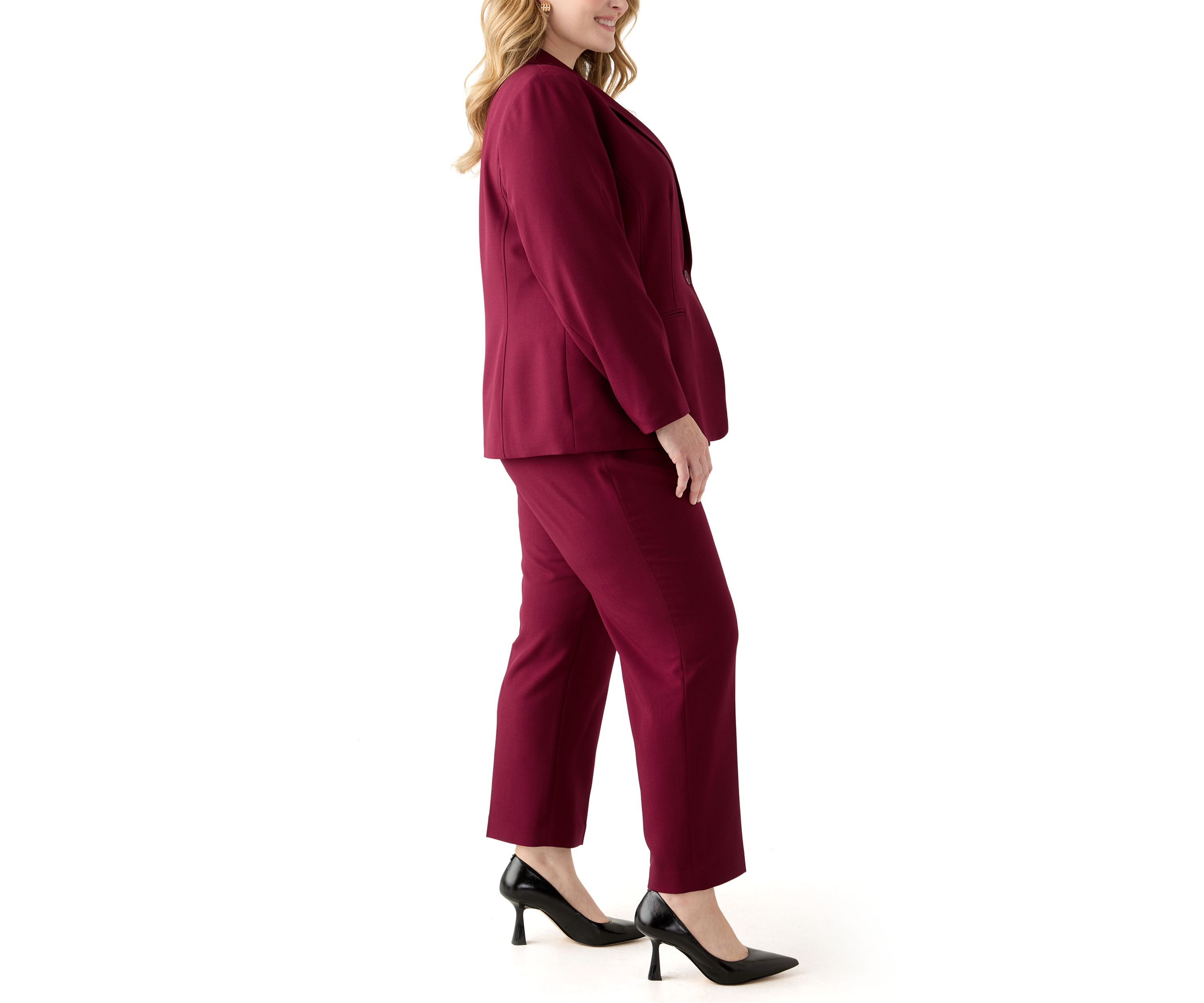 One Button Long Sleeve Jacket & Fly Front Slim Pant