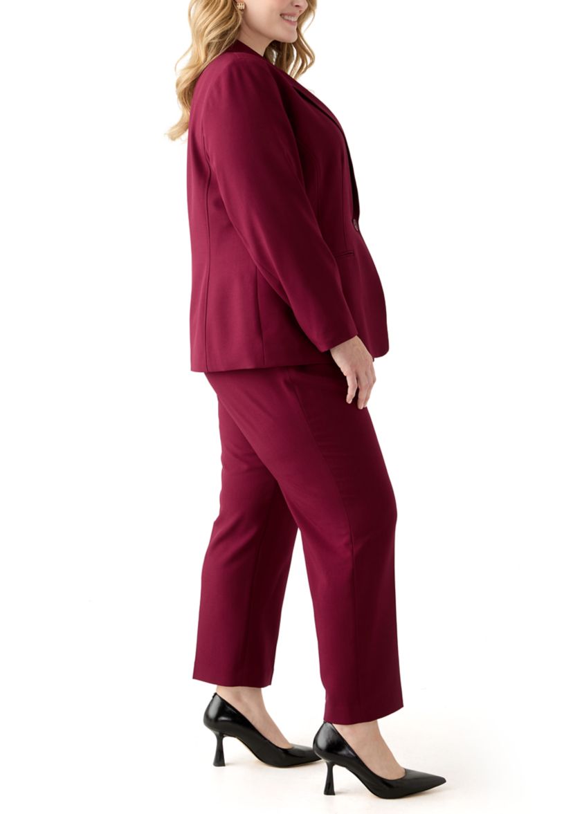 One Button Long Sleeve Jacket & Fly Front Slim Pant