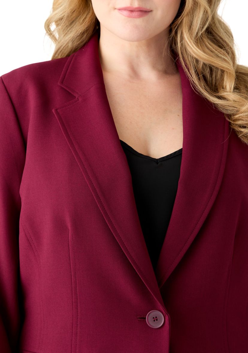One Button Long Sleeve Jacket & Fly Front Slim Pant
