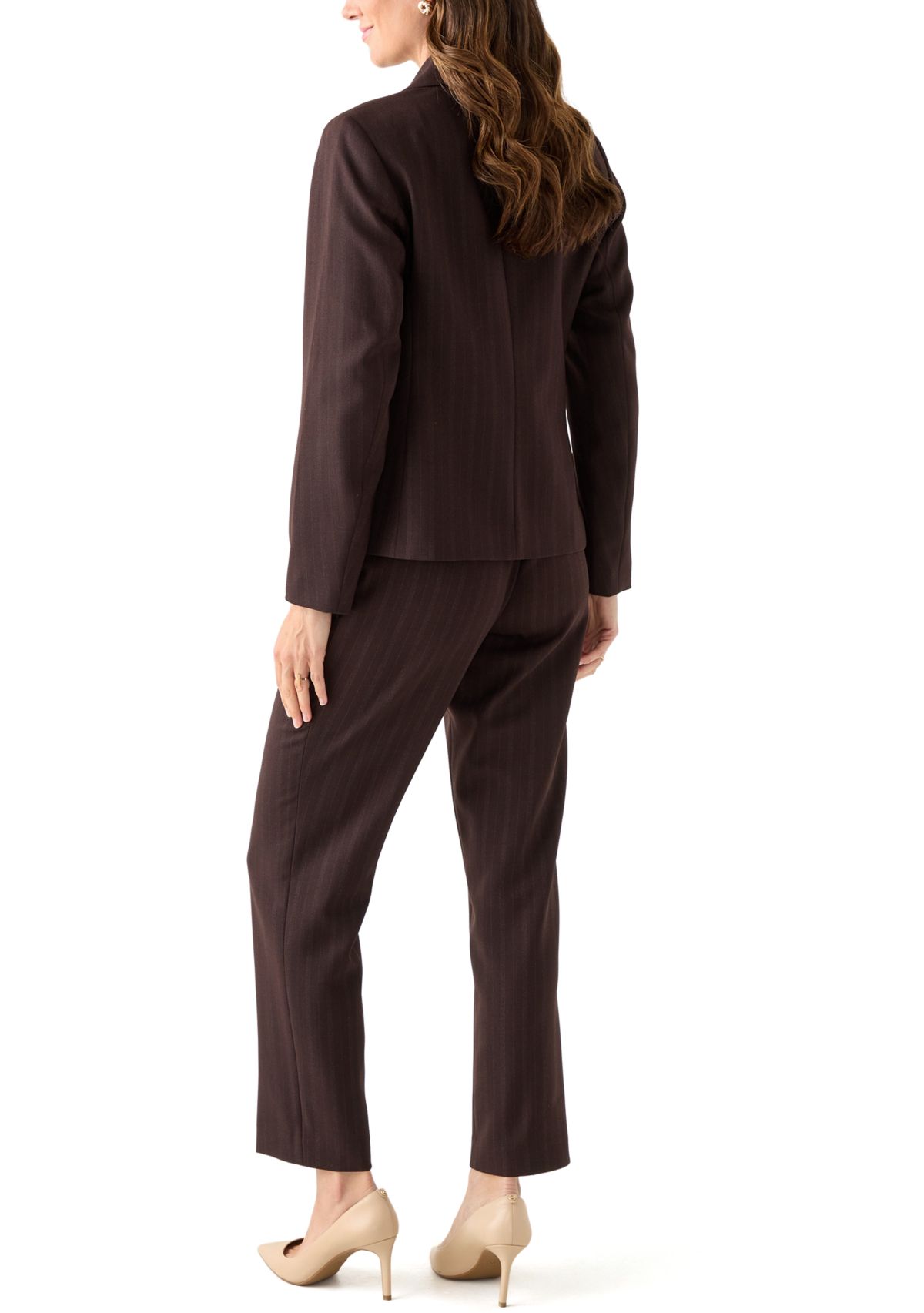 Pinstripe One Button Jacket & Fly Front Slim Pant