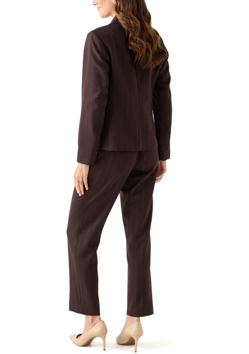 Pinstripe One Button Jacket & Fly Front Slim Pant