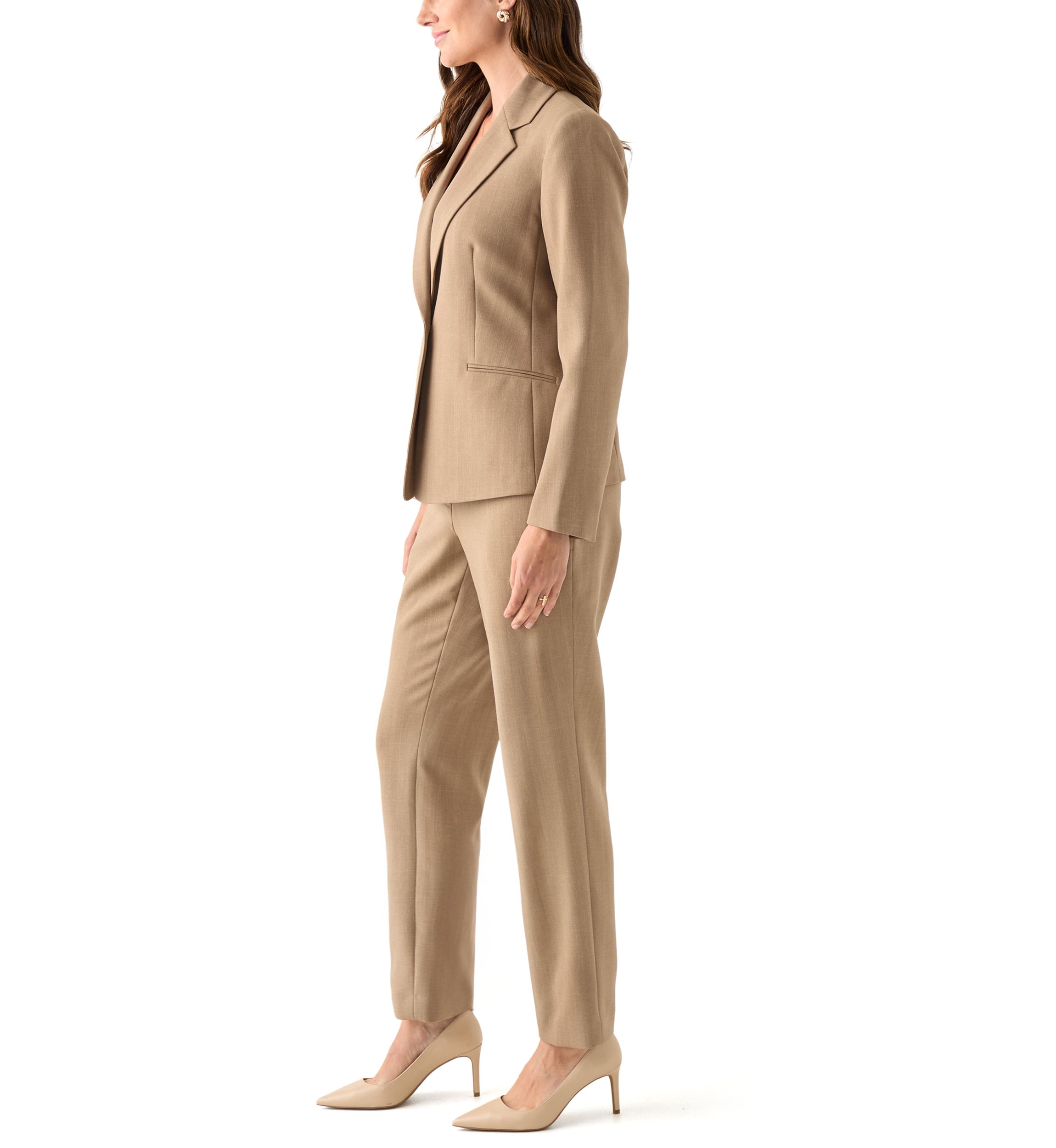 Pinstripe One Button Jacket & Fly Front Slim Pant