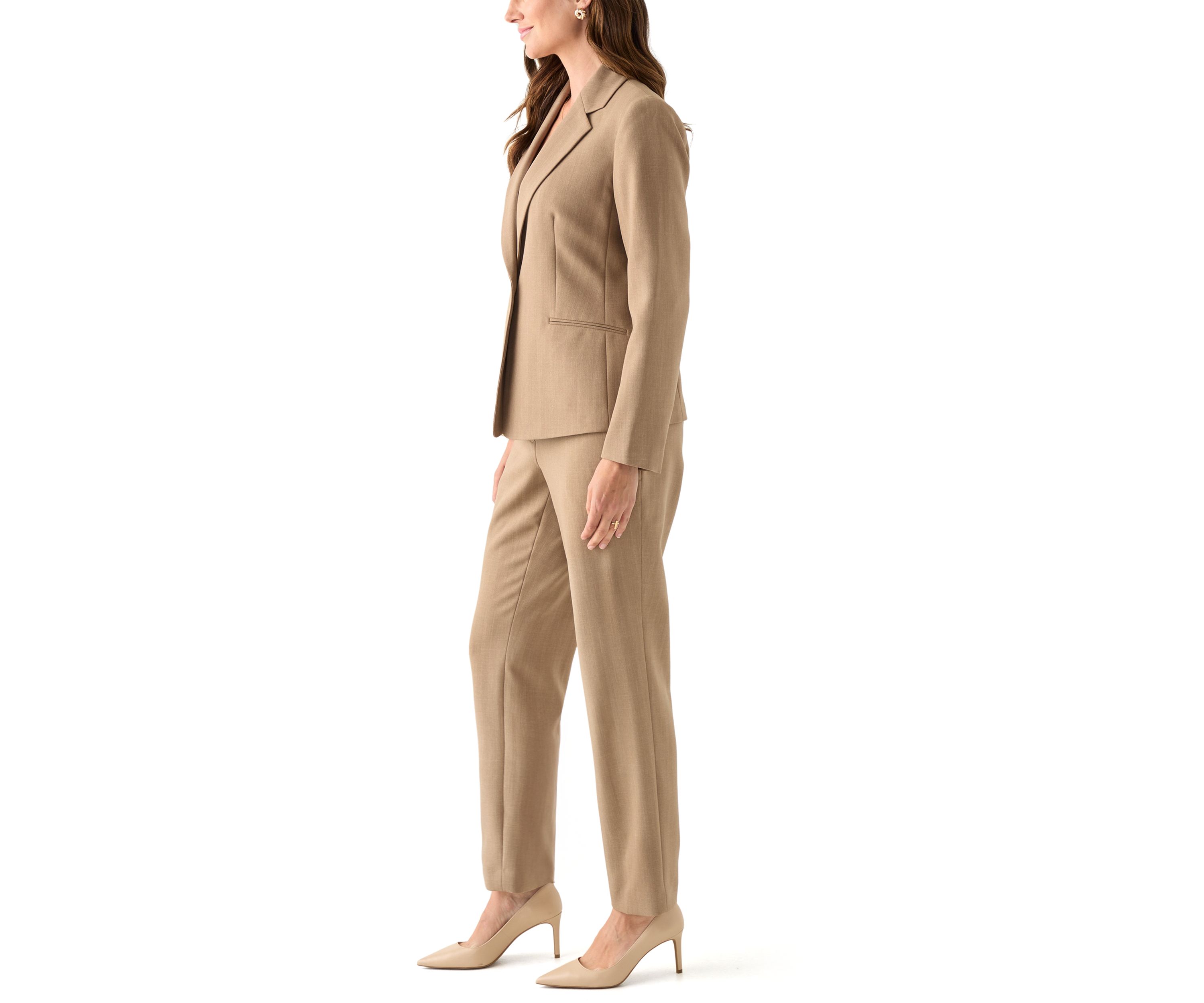 Pinstripe One Button Jacket & Fly Front Slim Pant