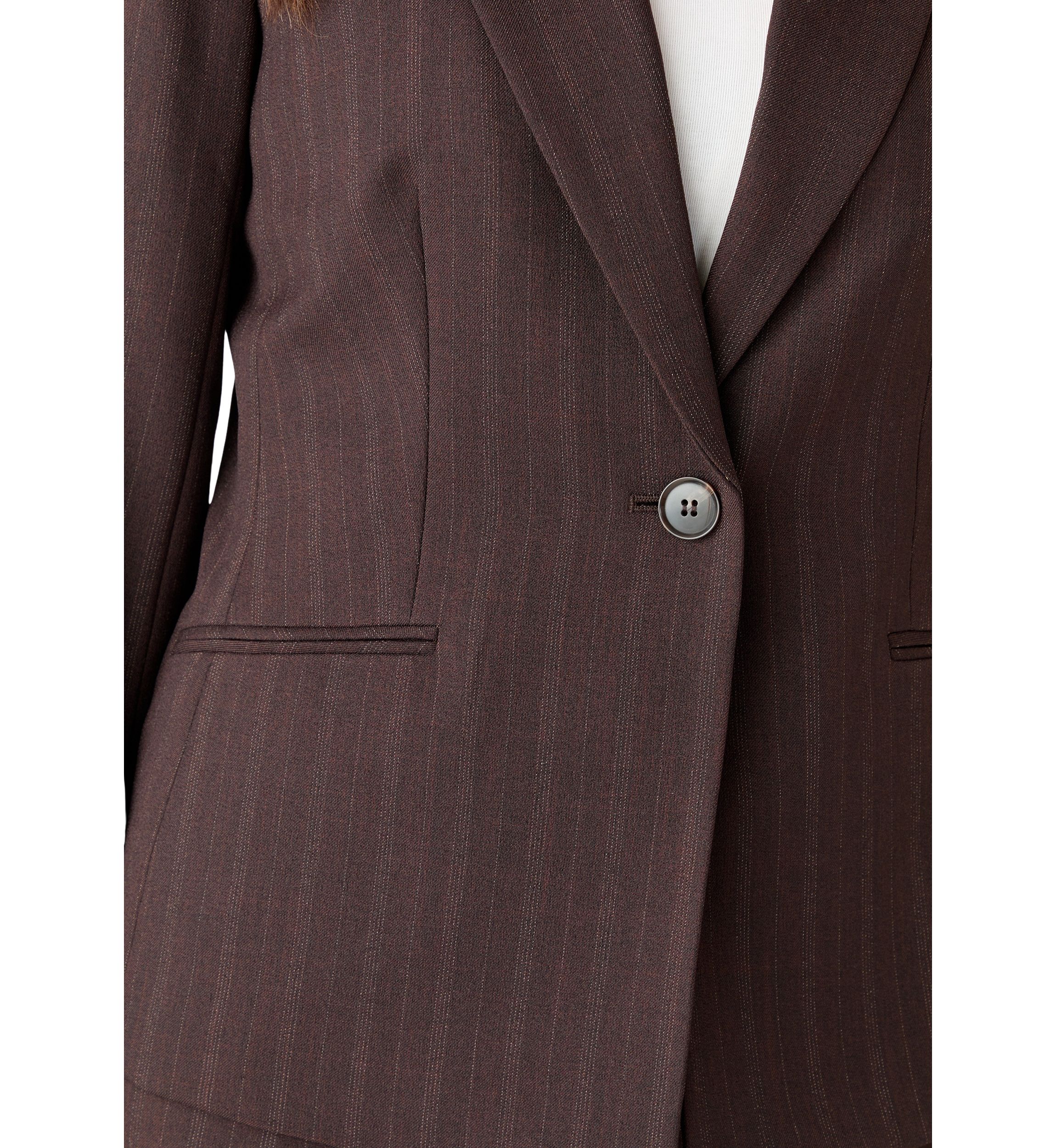 Pinstripe One Button Jacket & Fly Front Slim Pant