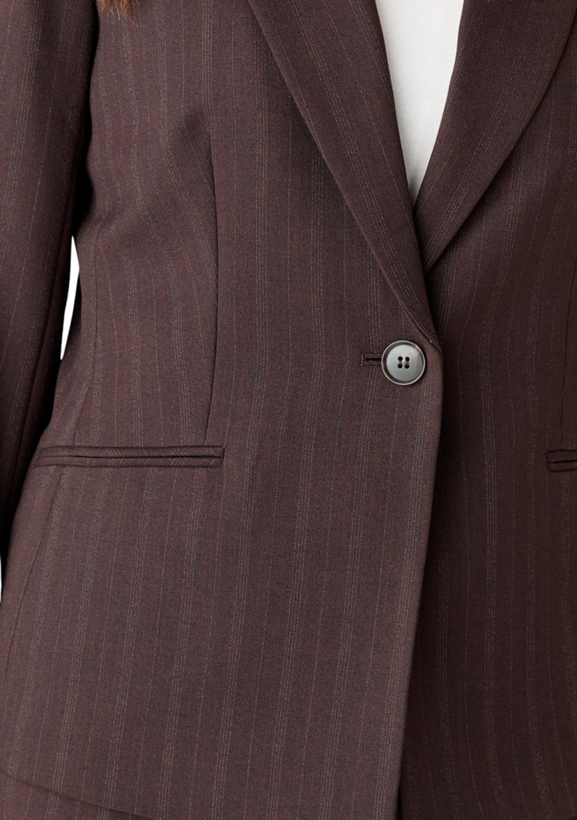 Pinstripe One Button Jacket & Fly Front Slim Pant
