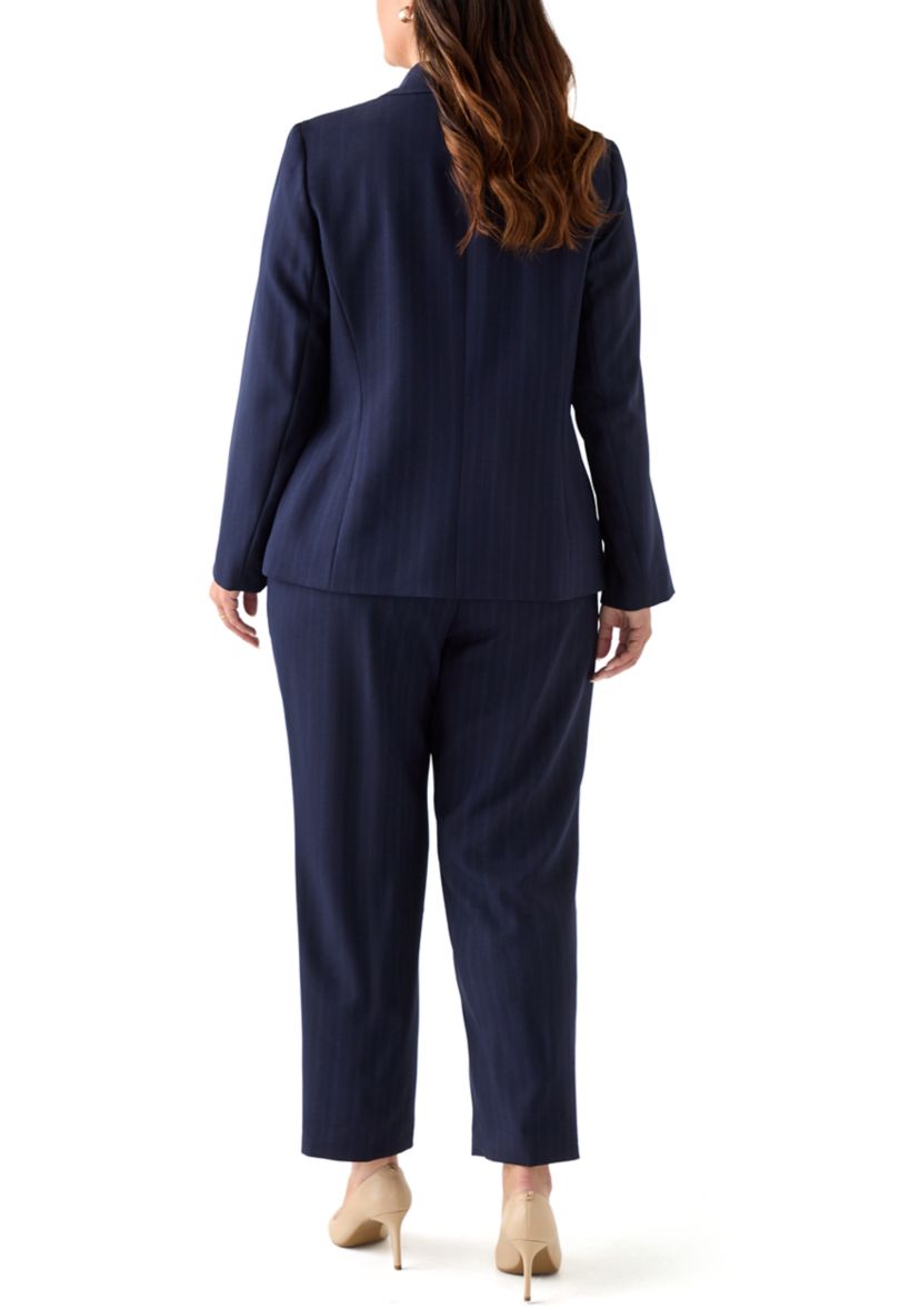 Pinstripe One Button Jacket & Fly Front Slim Pant