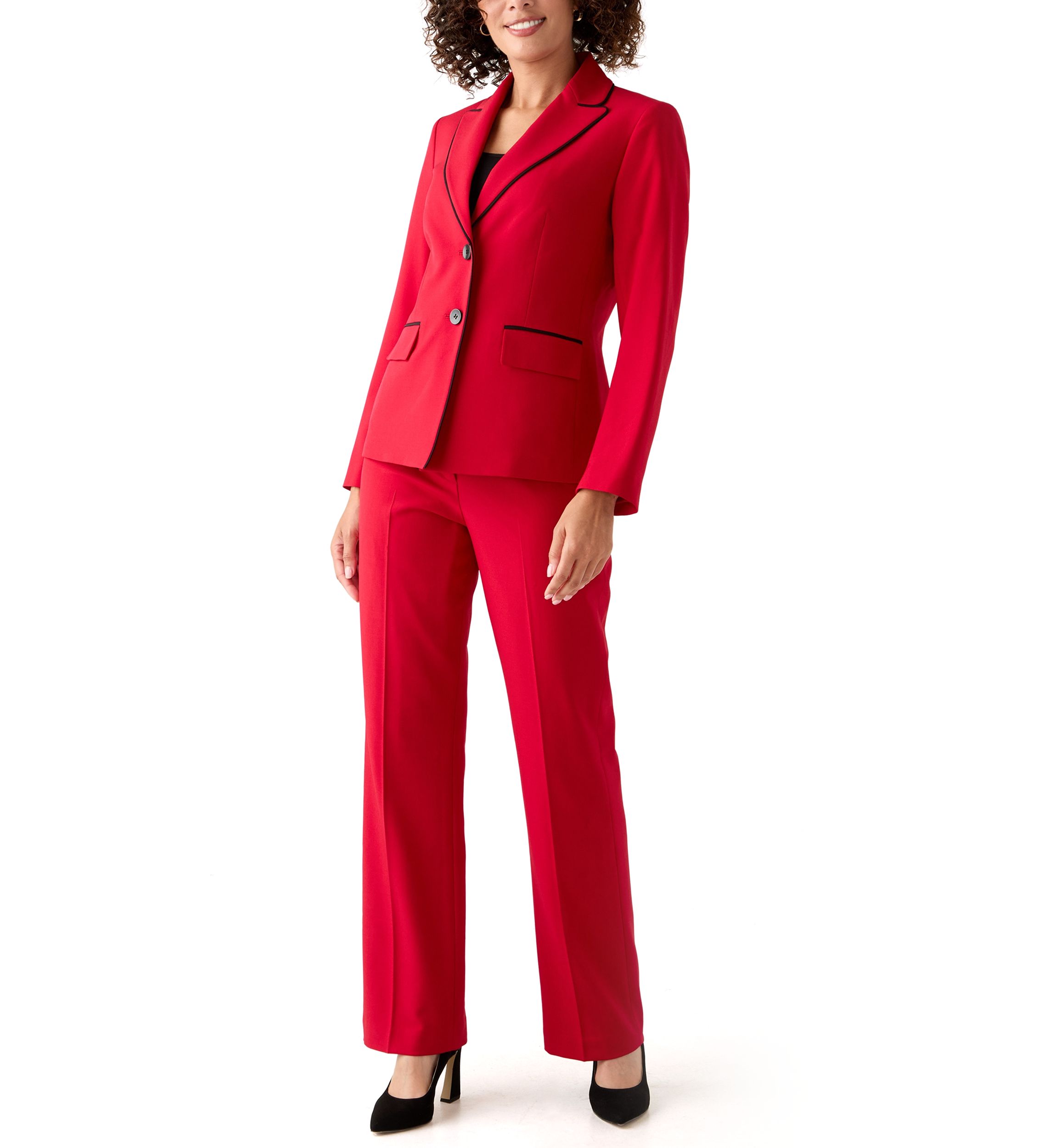 Two Button Jacket with Contrast Piping