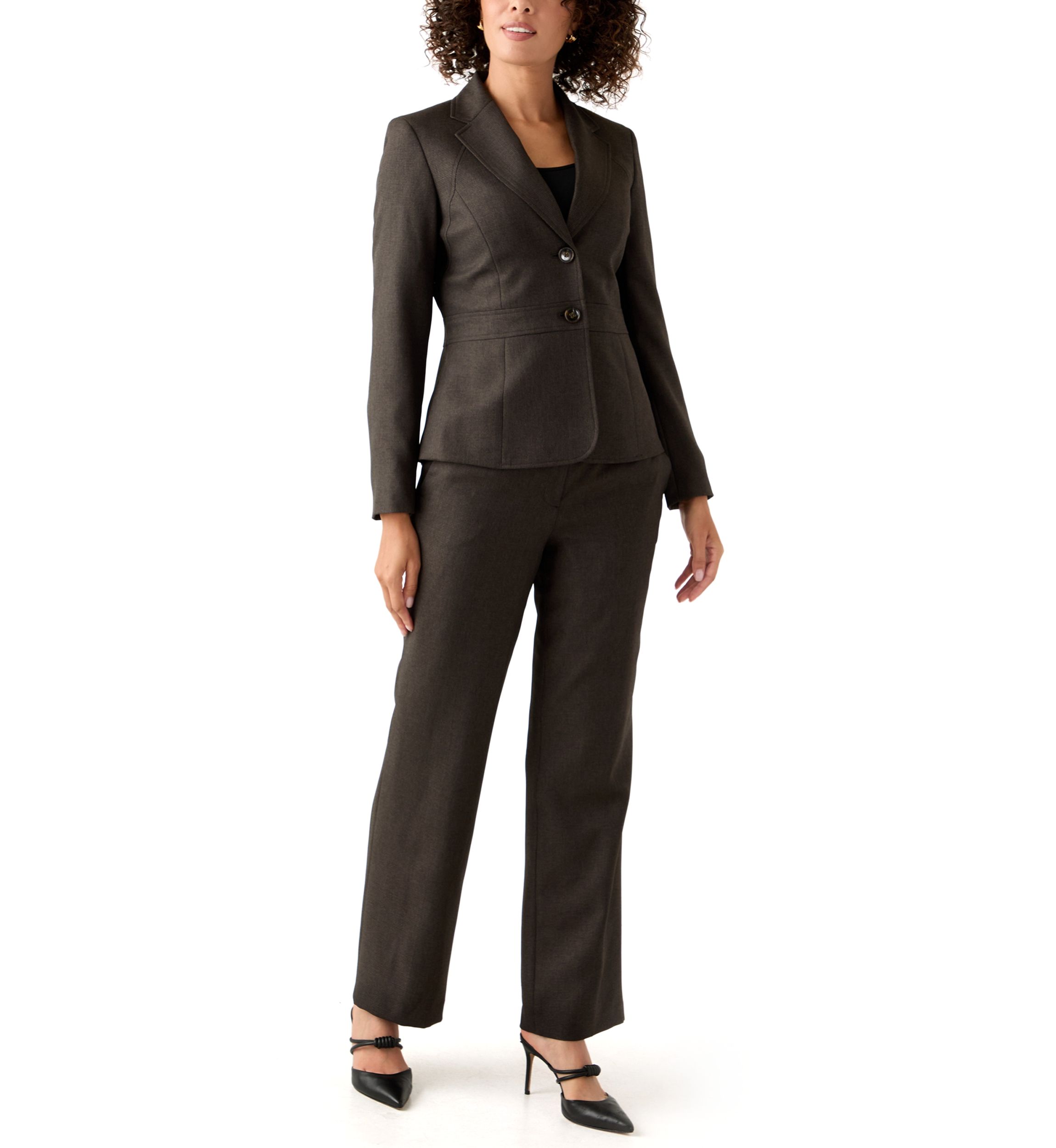 Crosshatch Two Button Jacket with Inset Waist & Trouser