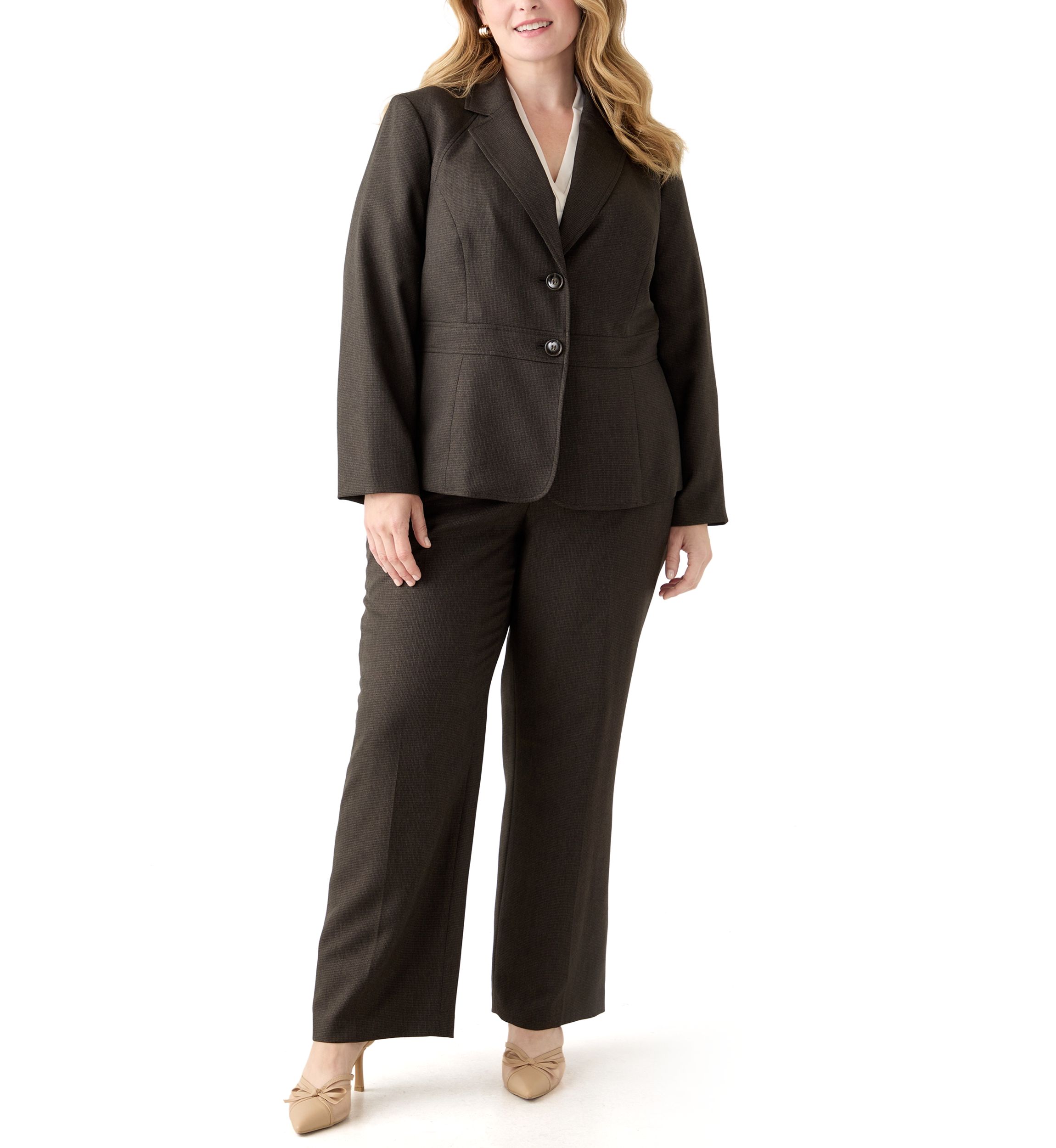 Crosshatch Two Button Jacket with Inset Waist & Trouser