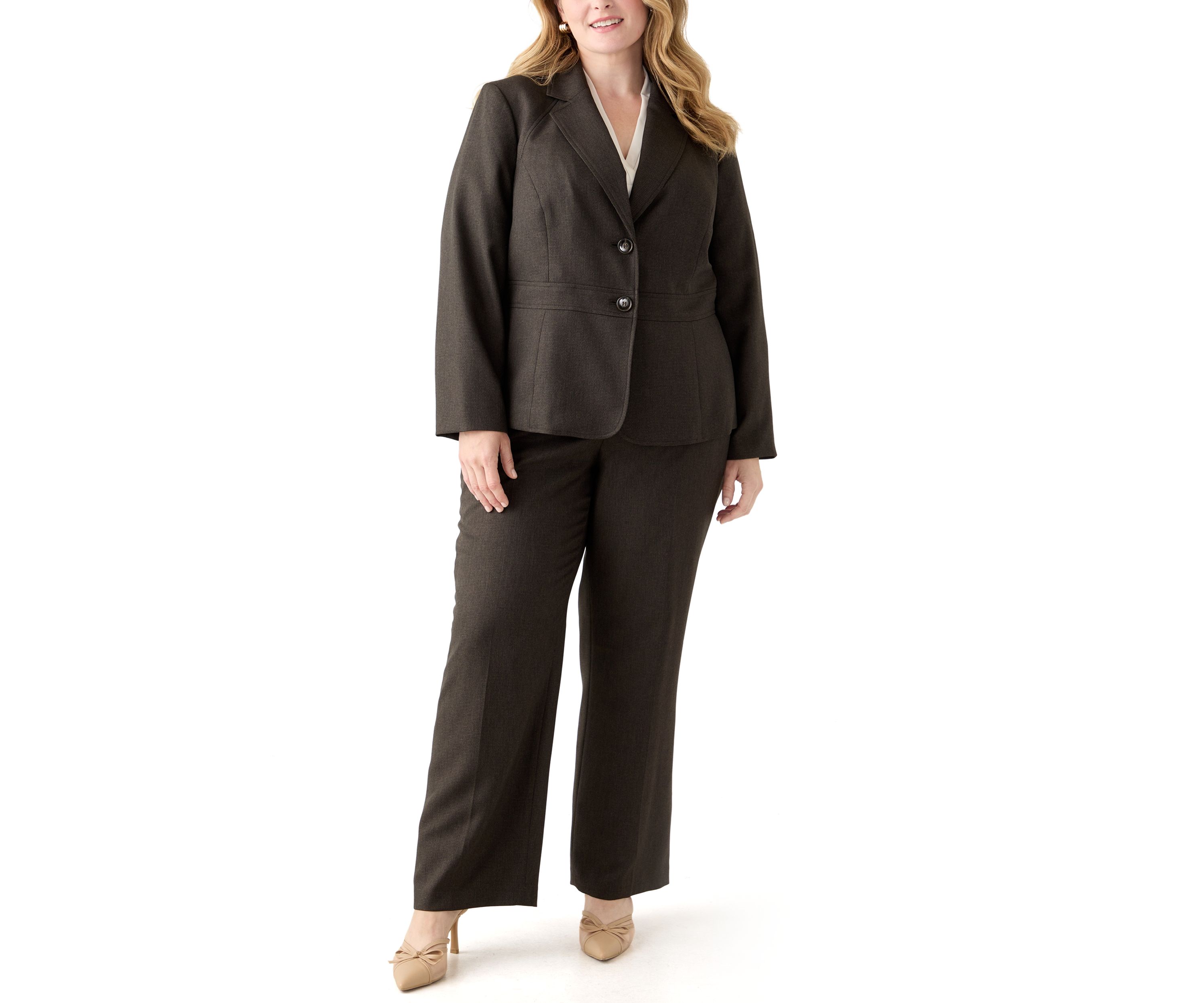 Crosshatch Two Button Jacket with Inset Waist & Trouser