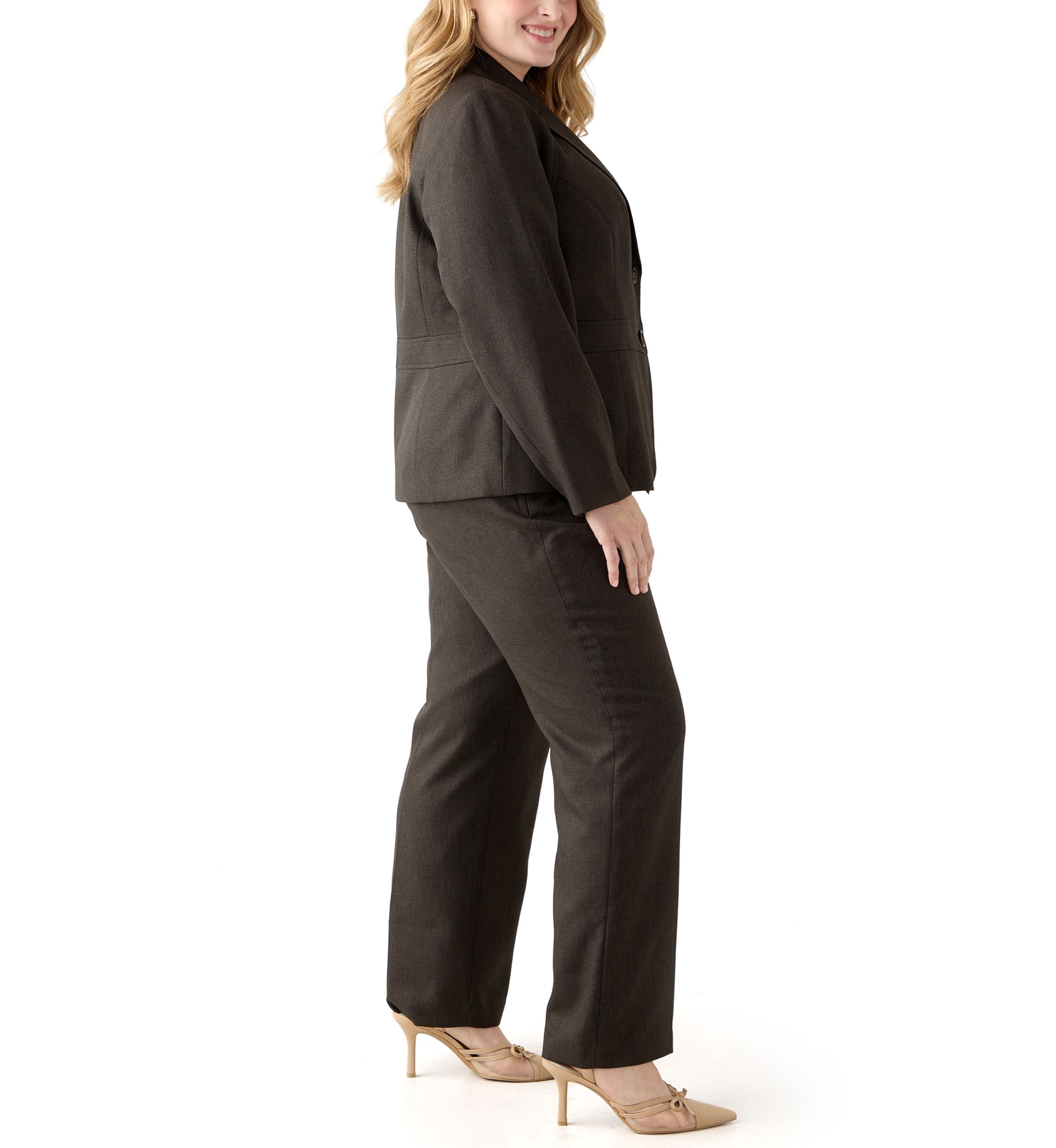 Crosshatch Two Button Jacket with Inset Waist & Trouser