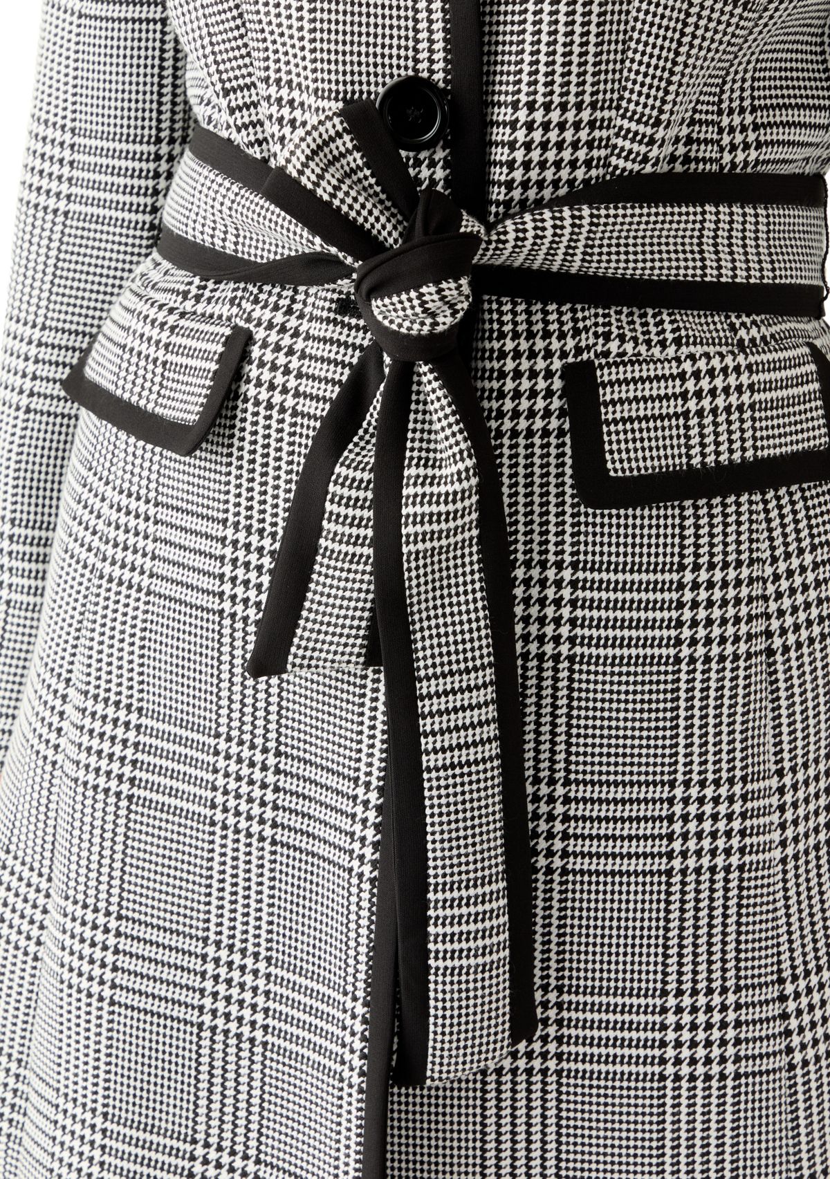 Houndstooth Plaid Framed Trench & Wide Leg Pant