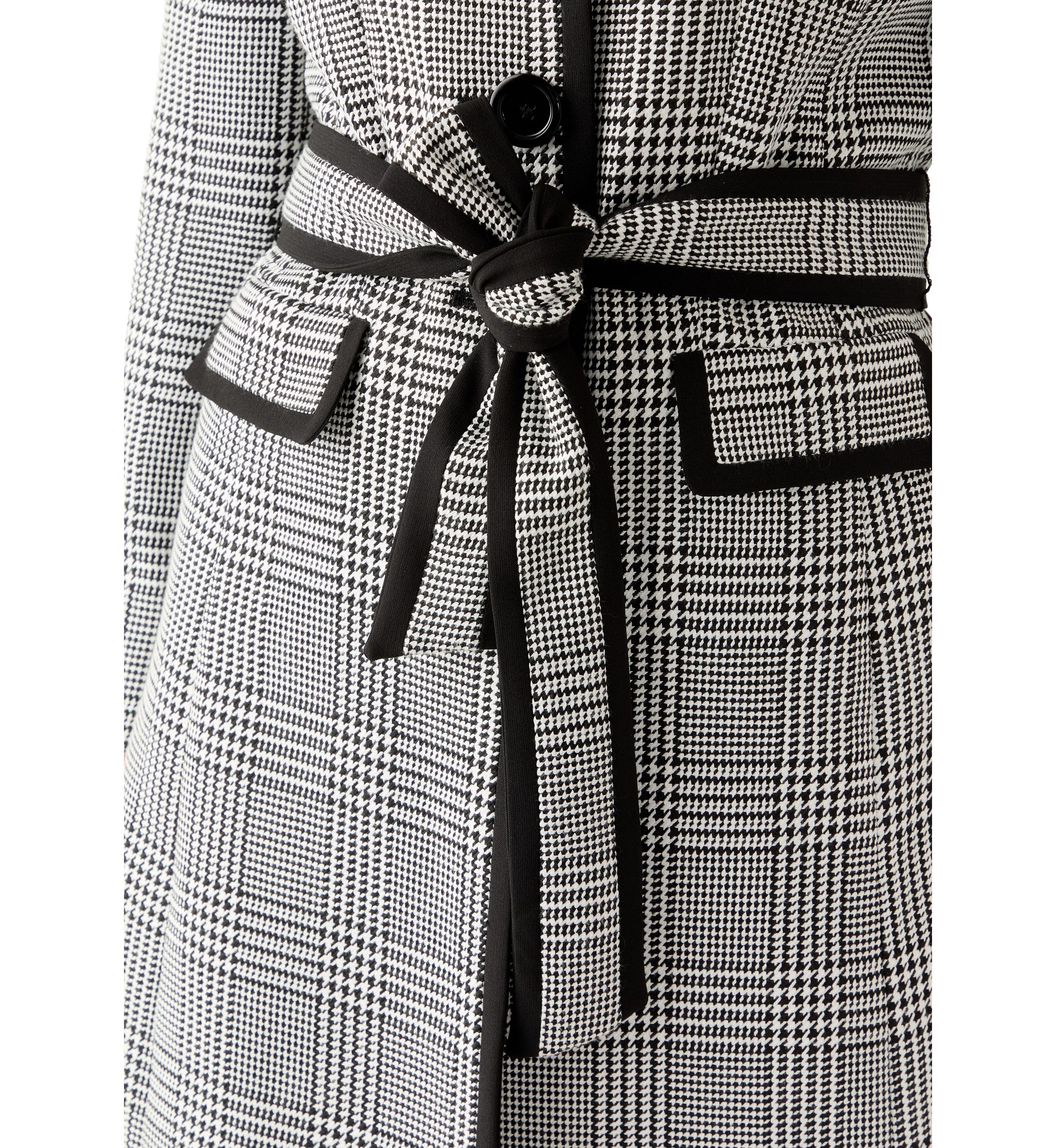 Houndstooth Plaid Framed Trench & Wide Leg Pant
