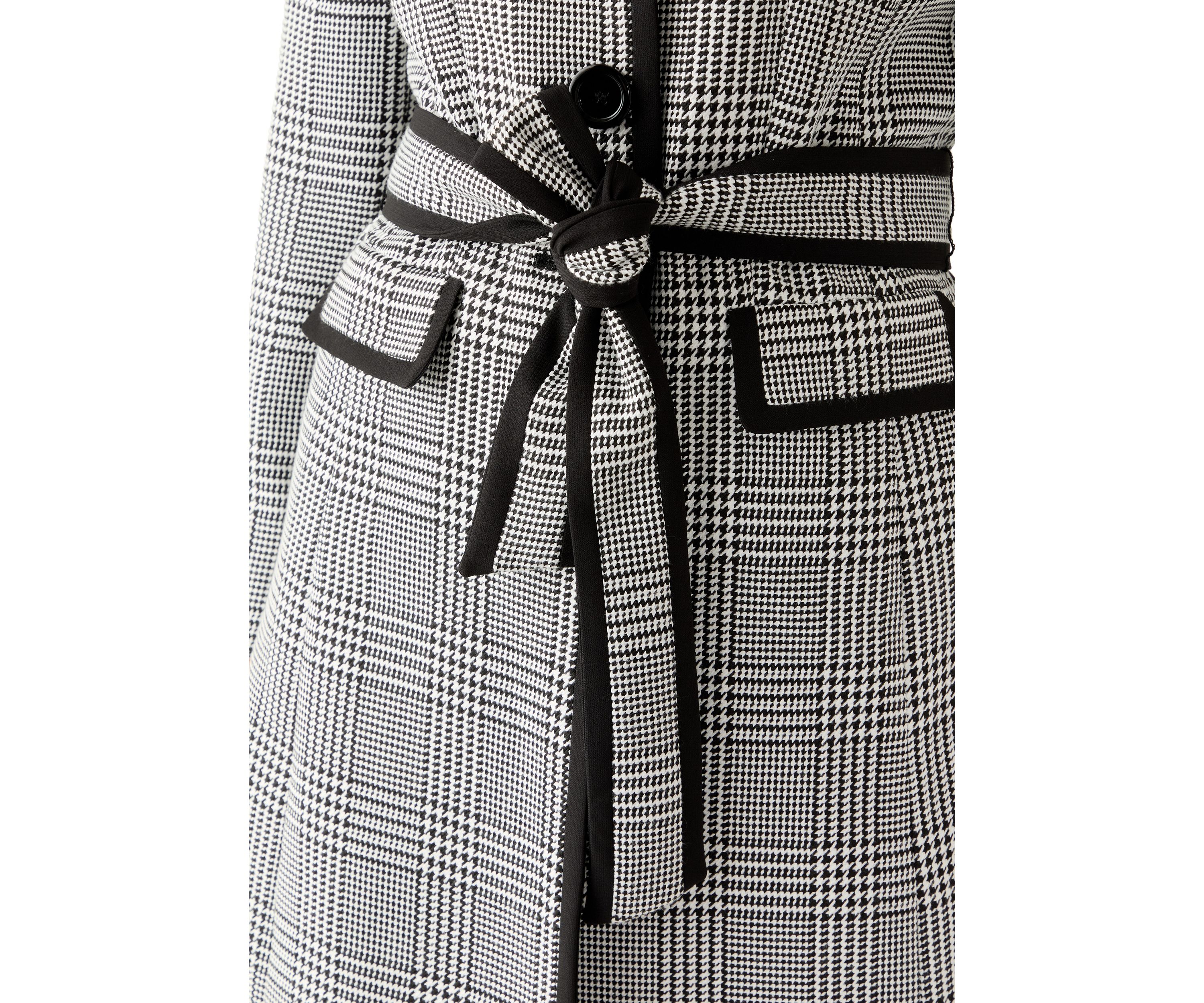 Houndstooth Plaid Framed Trench & Wide Leg Pant