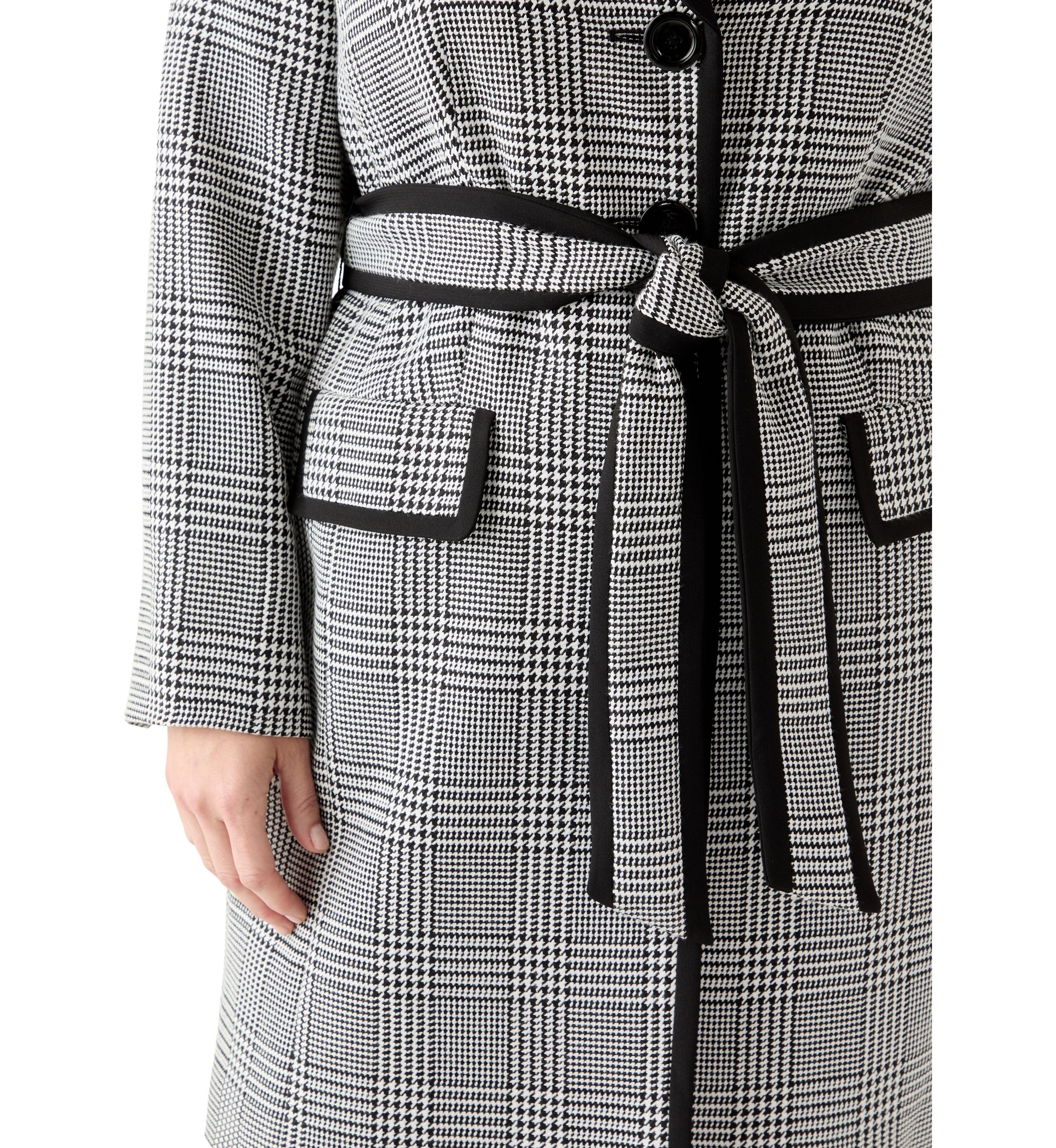 Houndstooth Plaid Framed Trench & Wide Leg Pant
