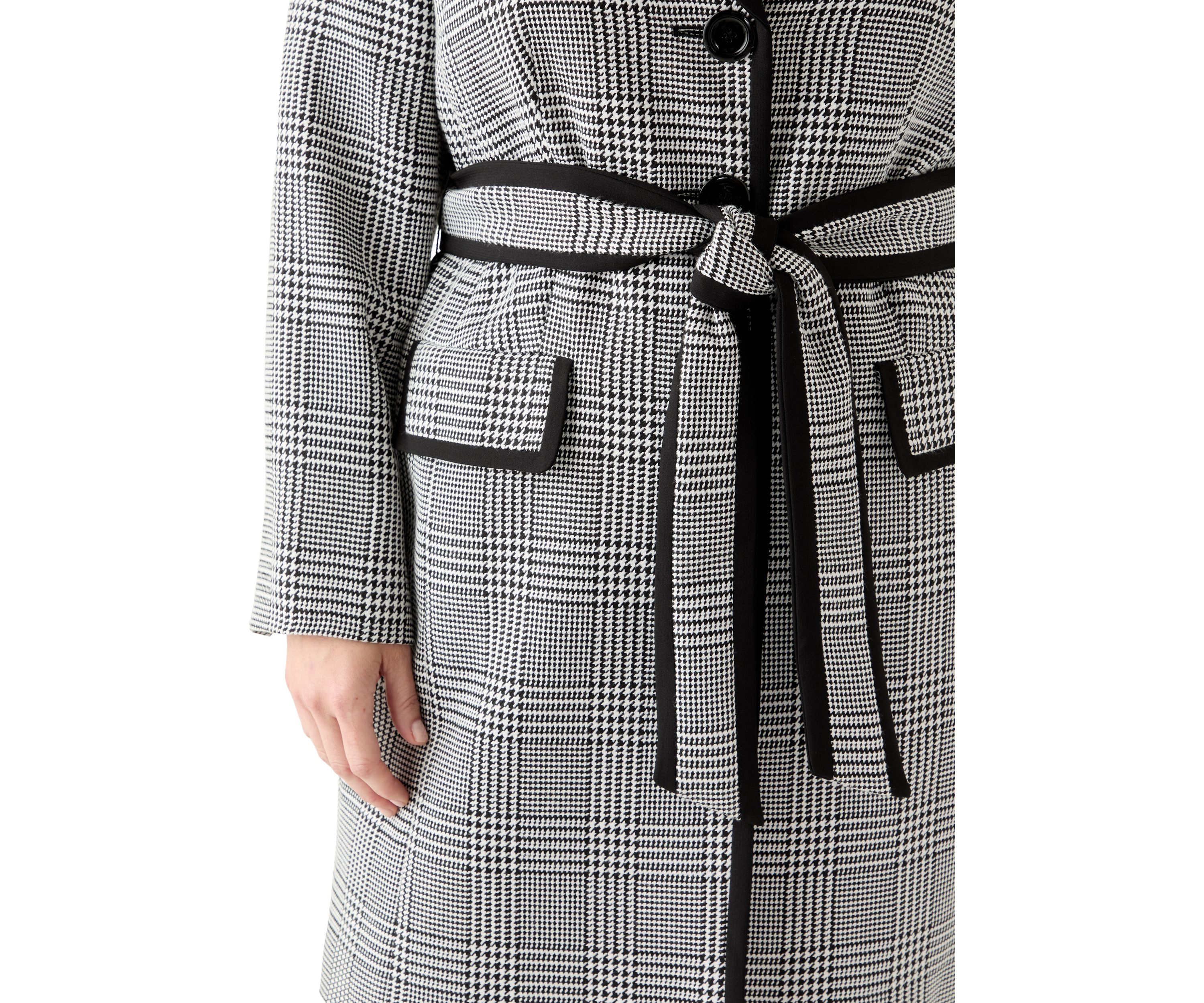 Houndstooth Plaid Framed Trench & Wide Leg Pant