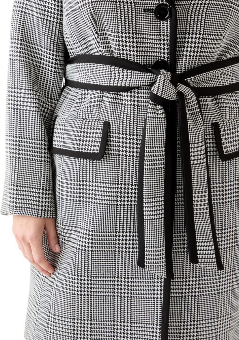 Houndstooth Plaid Framed Trench & Wide Leg Pant
