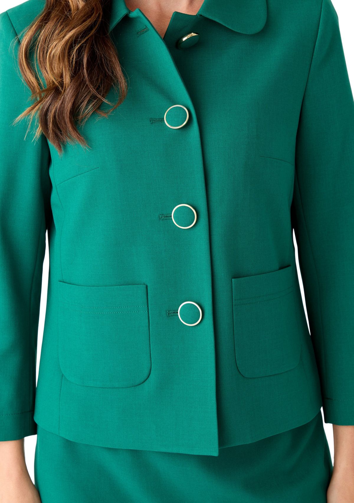 Four Button Jacket with Peter Pan Collar & Skirt