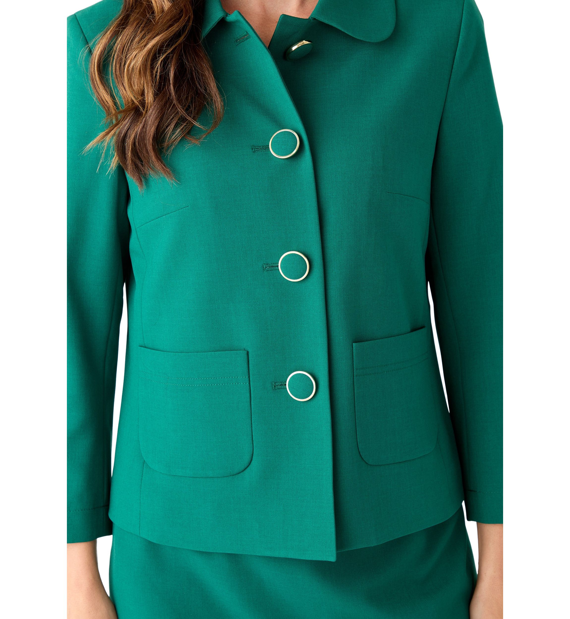 Four Button Jacket with Peter Pan Collar & Skirt