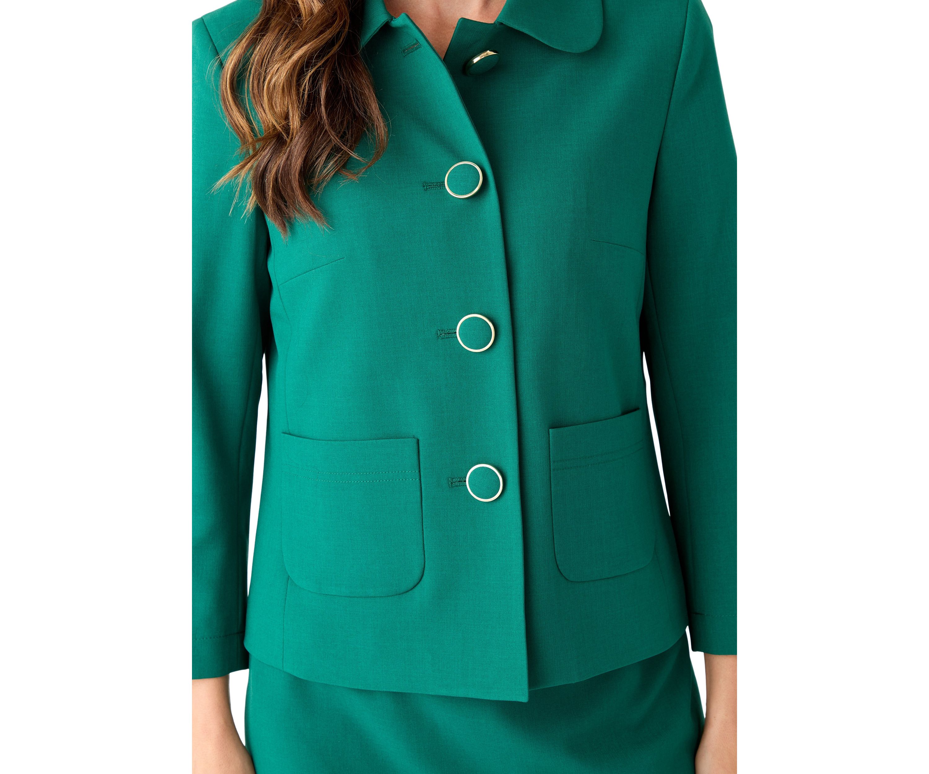 Four Button Jacket with Peter Pan Collar & Skirt
