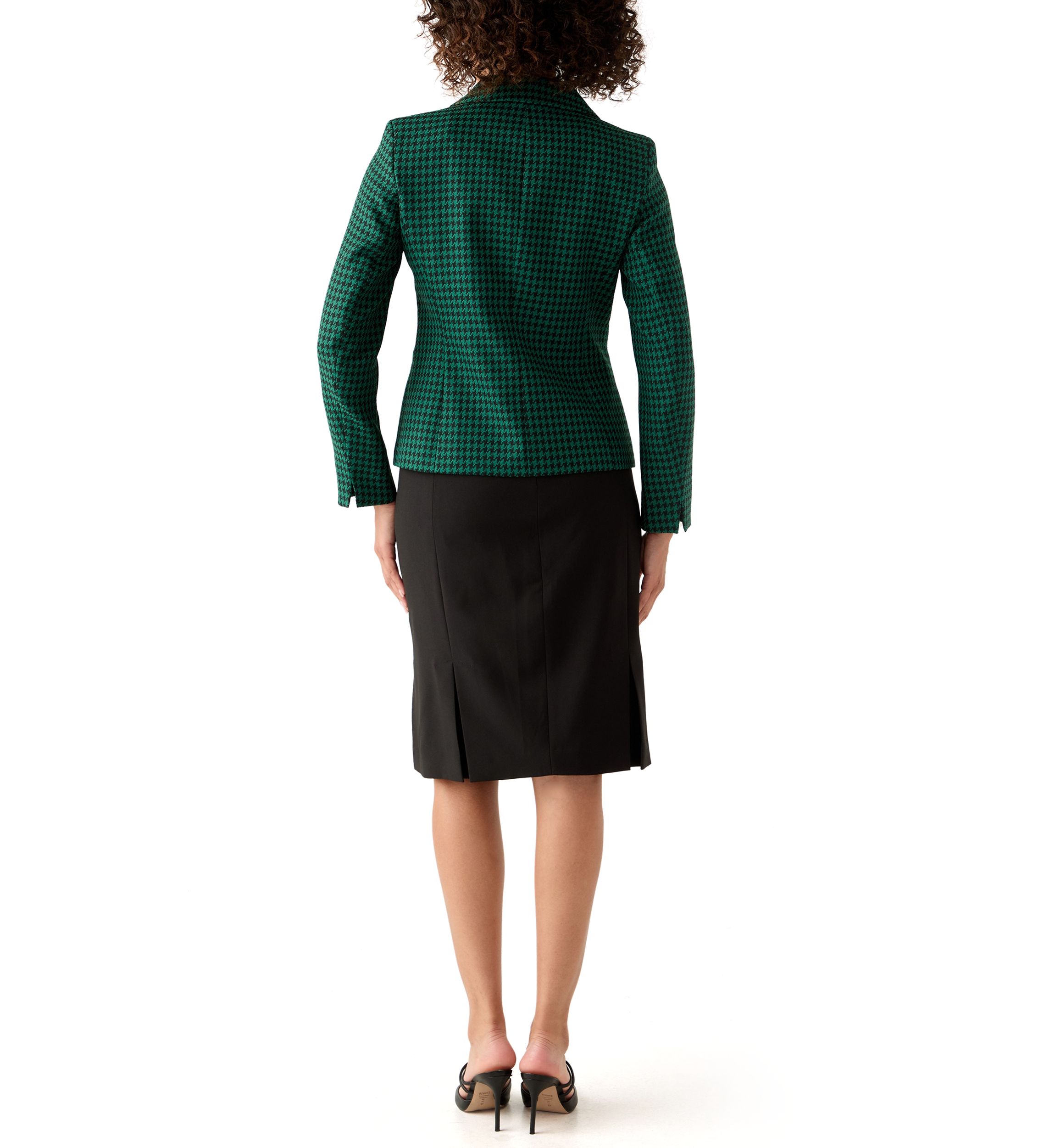 Houndstooth Jacket with Flap Pockets & Skirt
