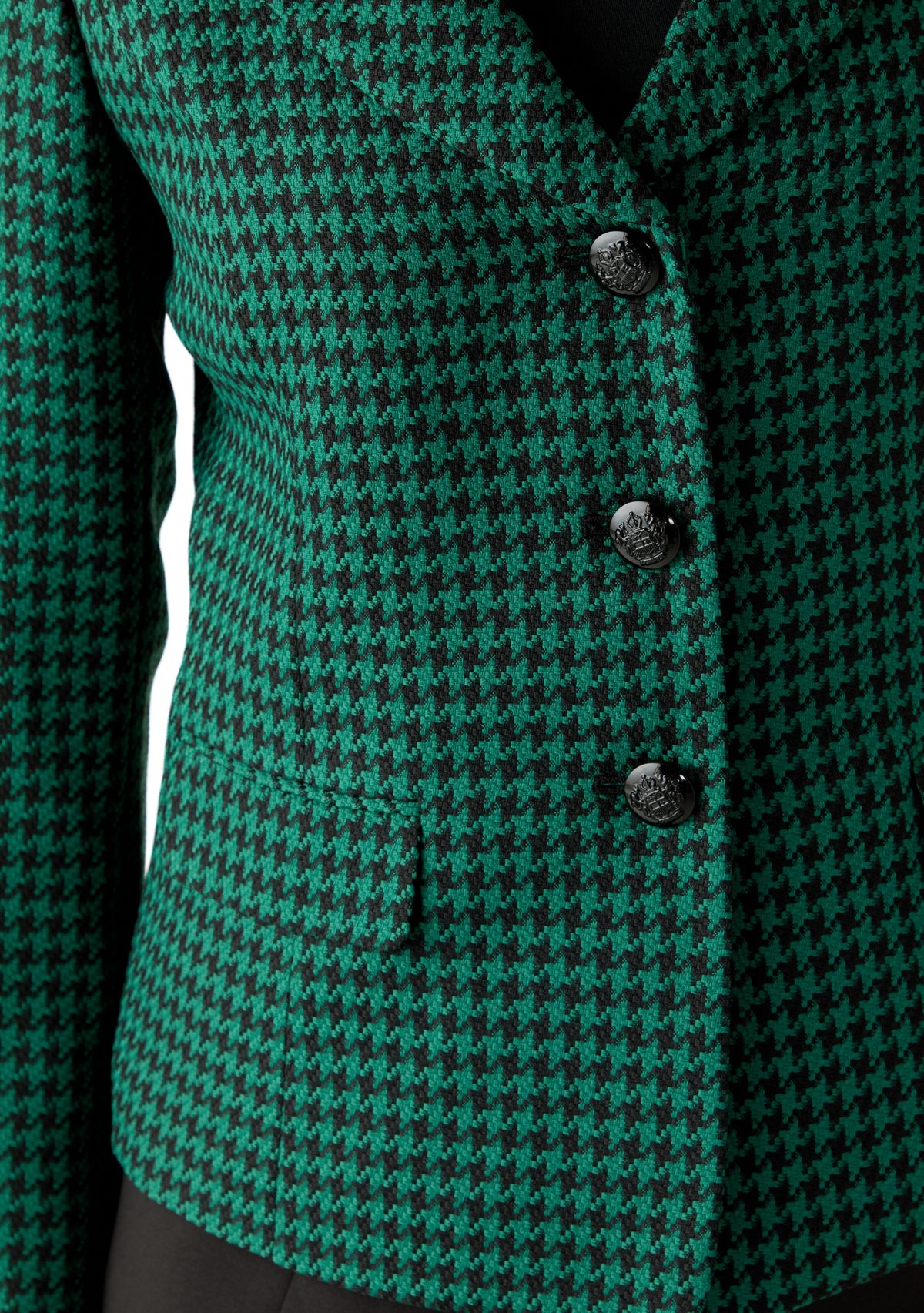 Houndstooth Jacket with Flap Pockets & Skirt