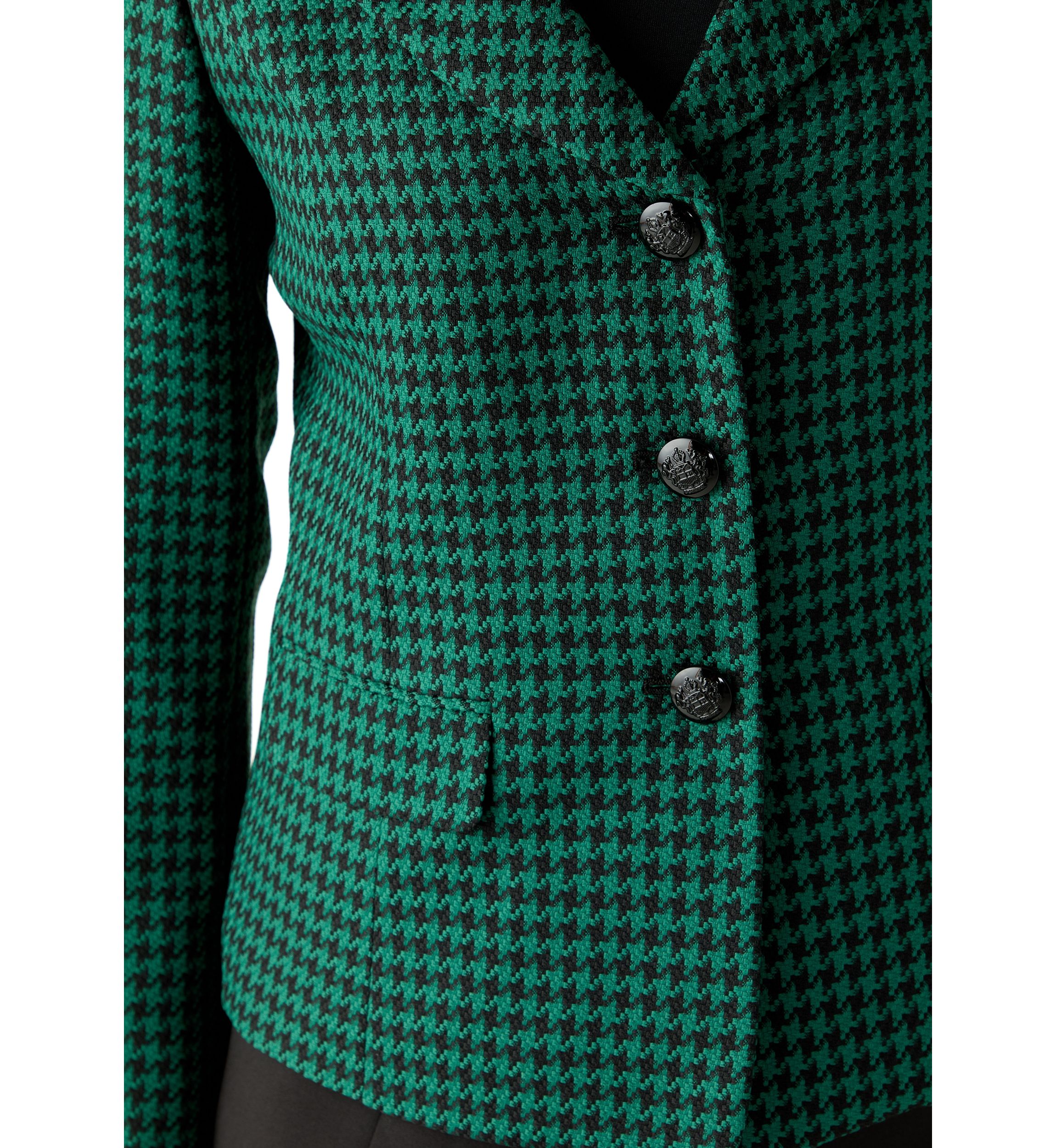 Houndstooth Jacket with Flap Pockets & Skirt