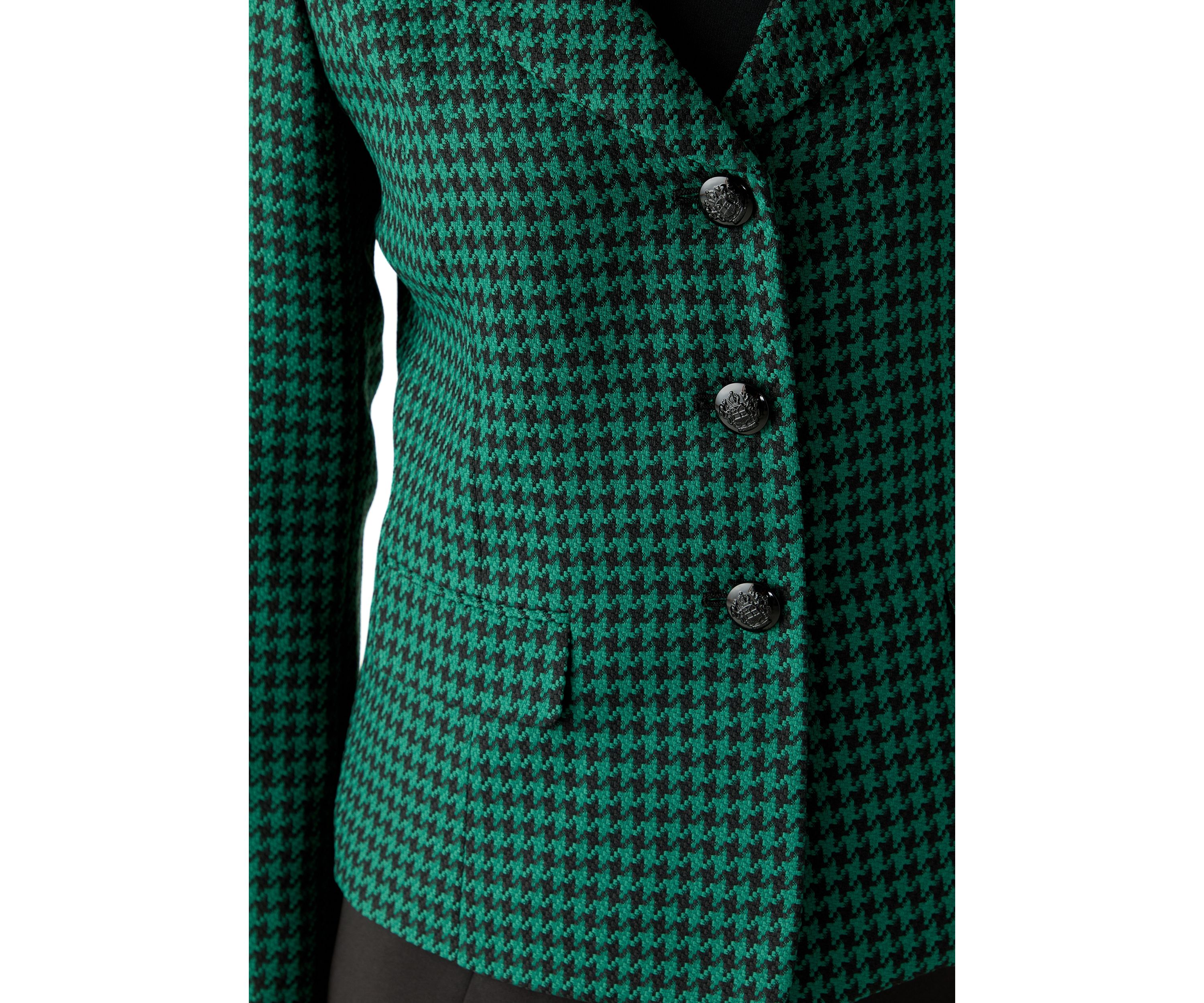 Houndstooth Jacket with Flap Pockets & Skirt