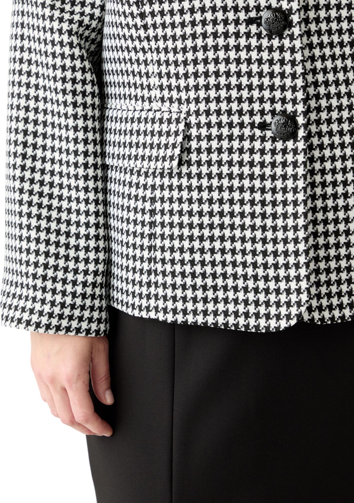 Houndstooth Jacket with Flap Pockets & Skirt