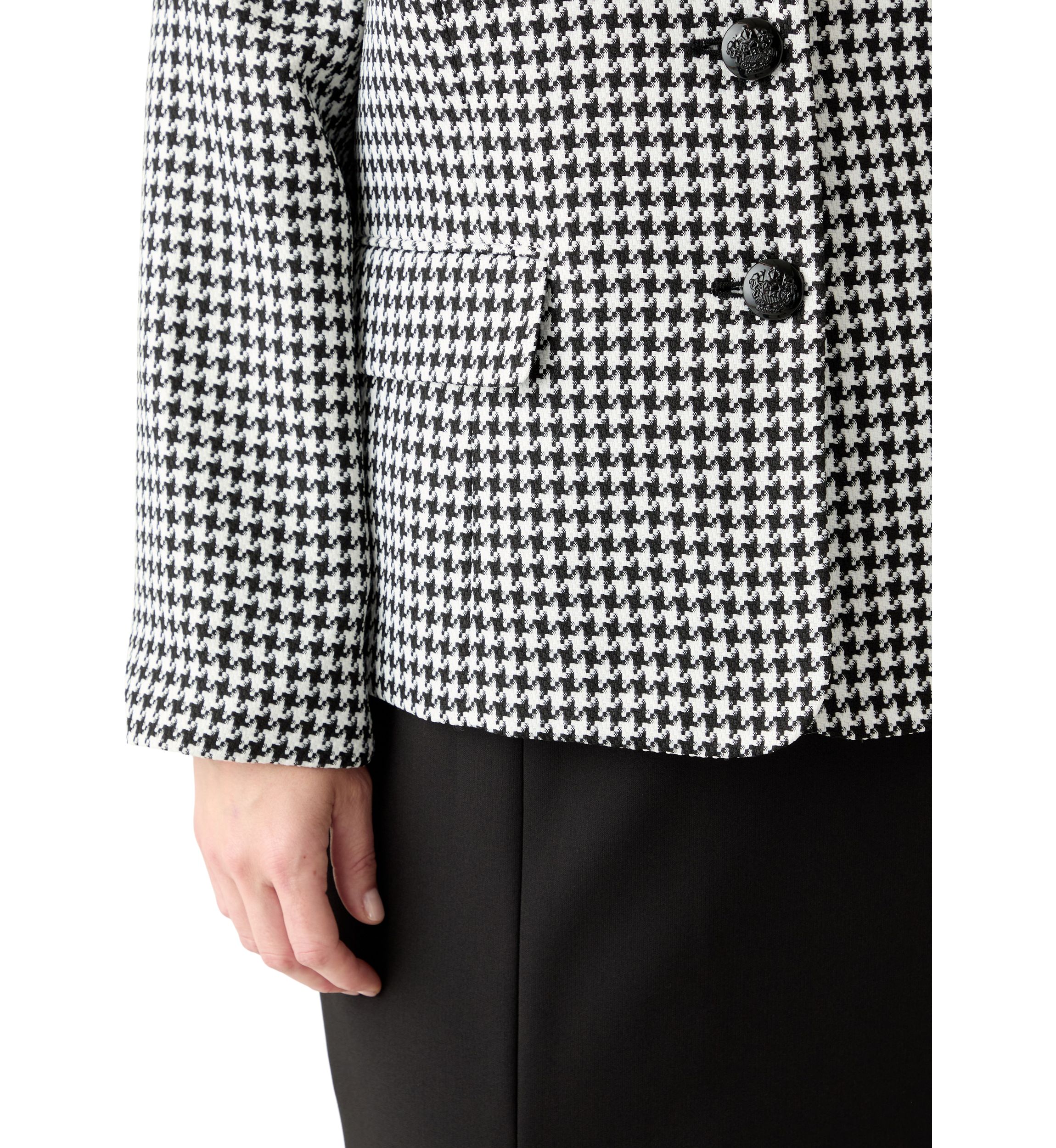 Houndstooth Jacket with Flap Pockets & Skirt