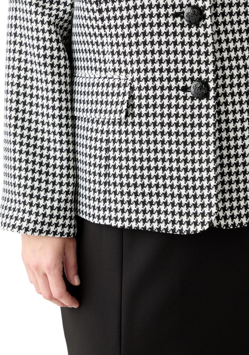Houndstooth Jacket with Flap Pockets & Skirt