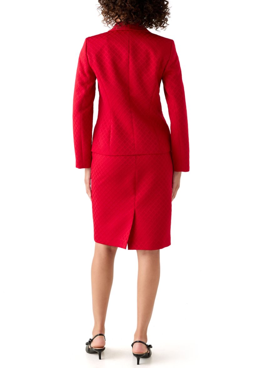Jacquard Three Button Shawl Collar Jacket & Skirt