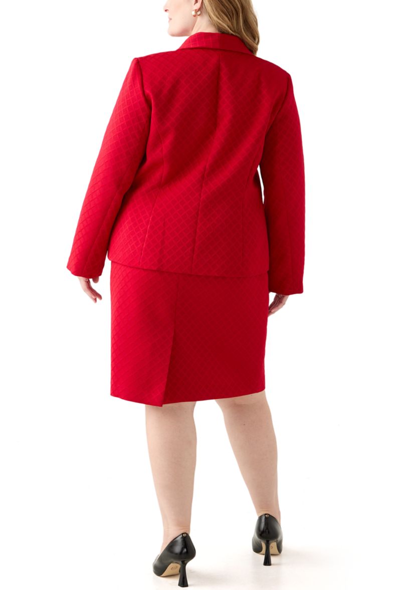 Jacquard Three Button Shawl Collar Jacket & Skirt