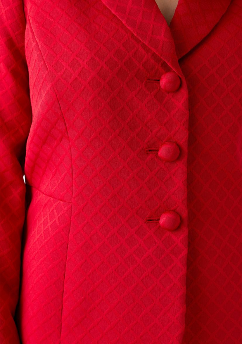 Jacquard Three Button Shawl Collar Jacket & Skirt