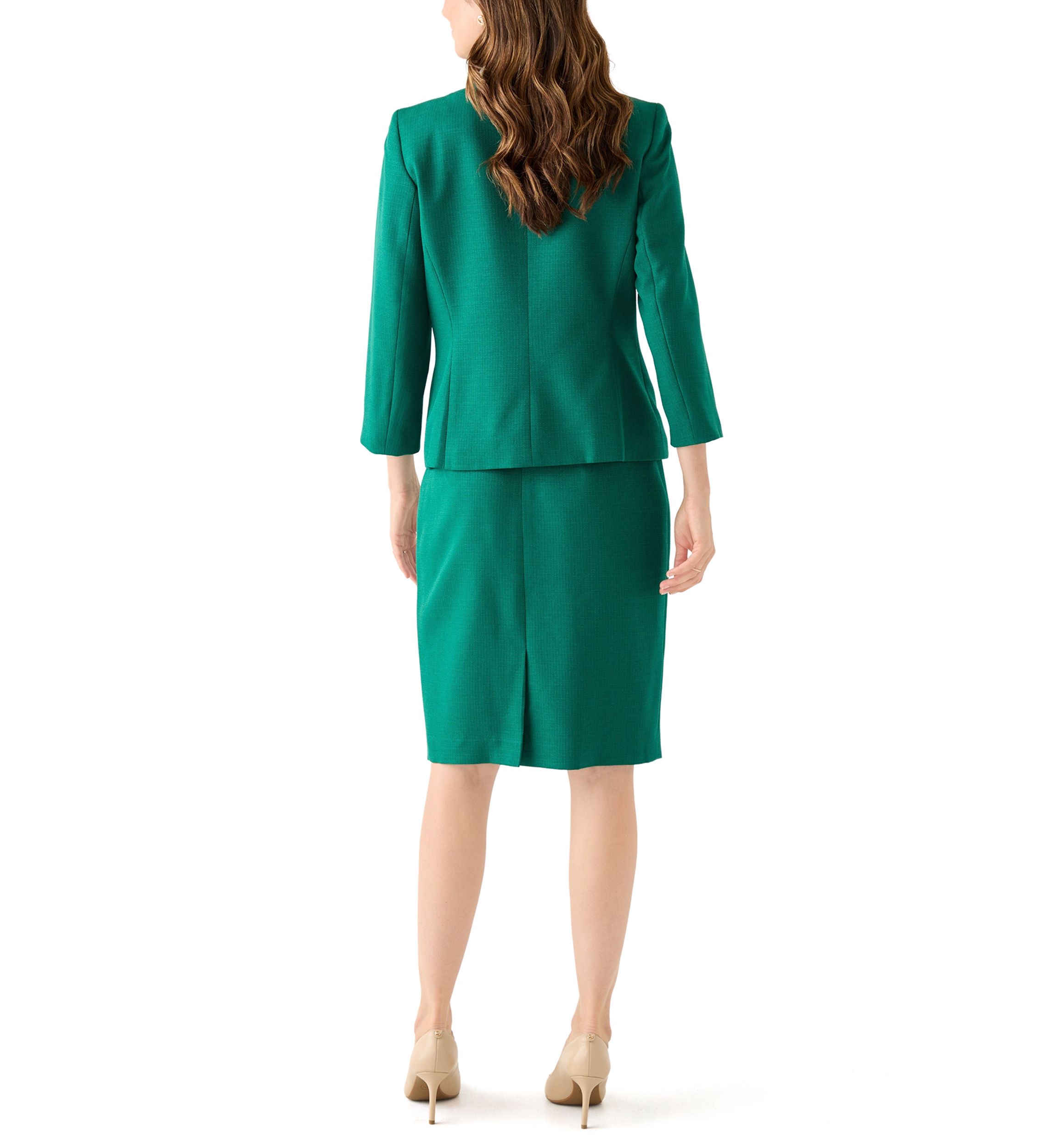 Tonal Jewel Neck Jacket & Skirt