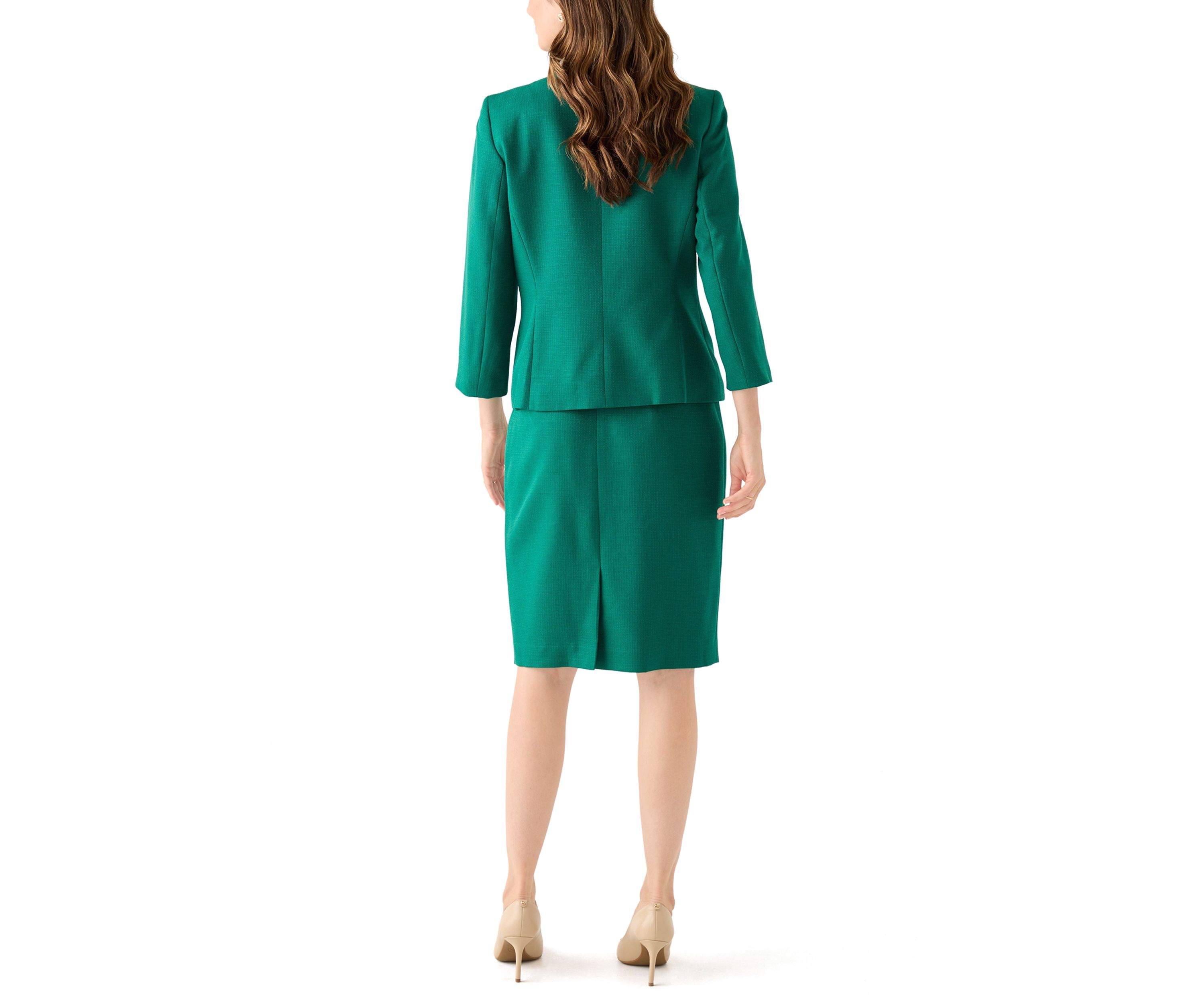 Tonal Jewel Neck Jacket & Skirt
