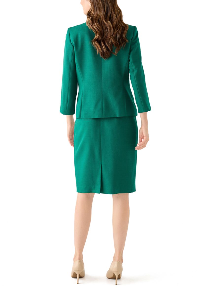 Tonal Jewel Neck Jacket & Skirt