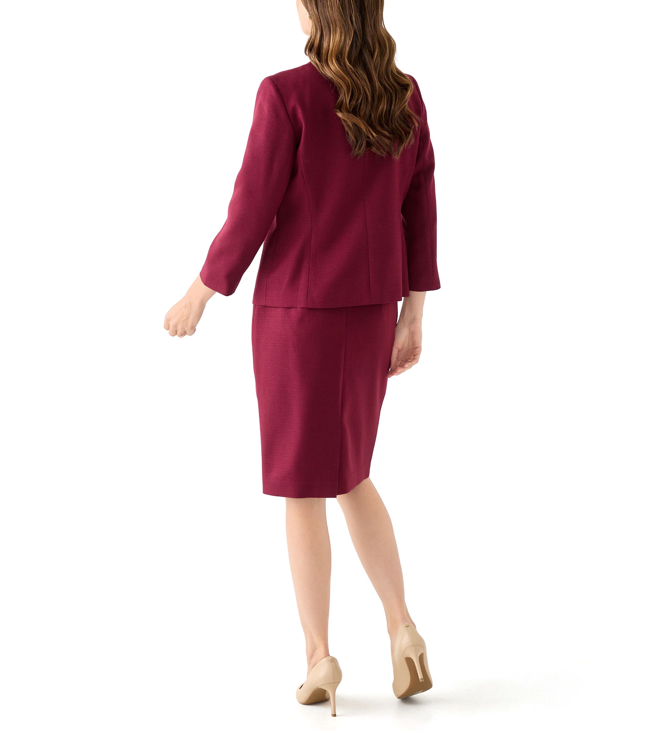 Tonal Jewel Neck Jacket & Skirt