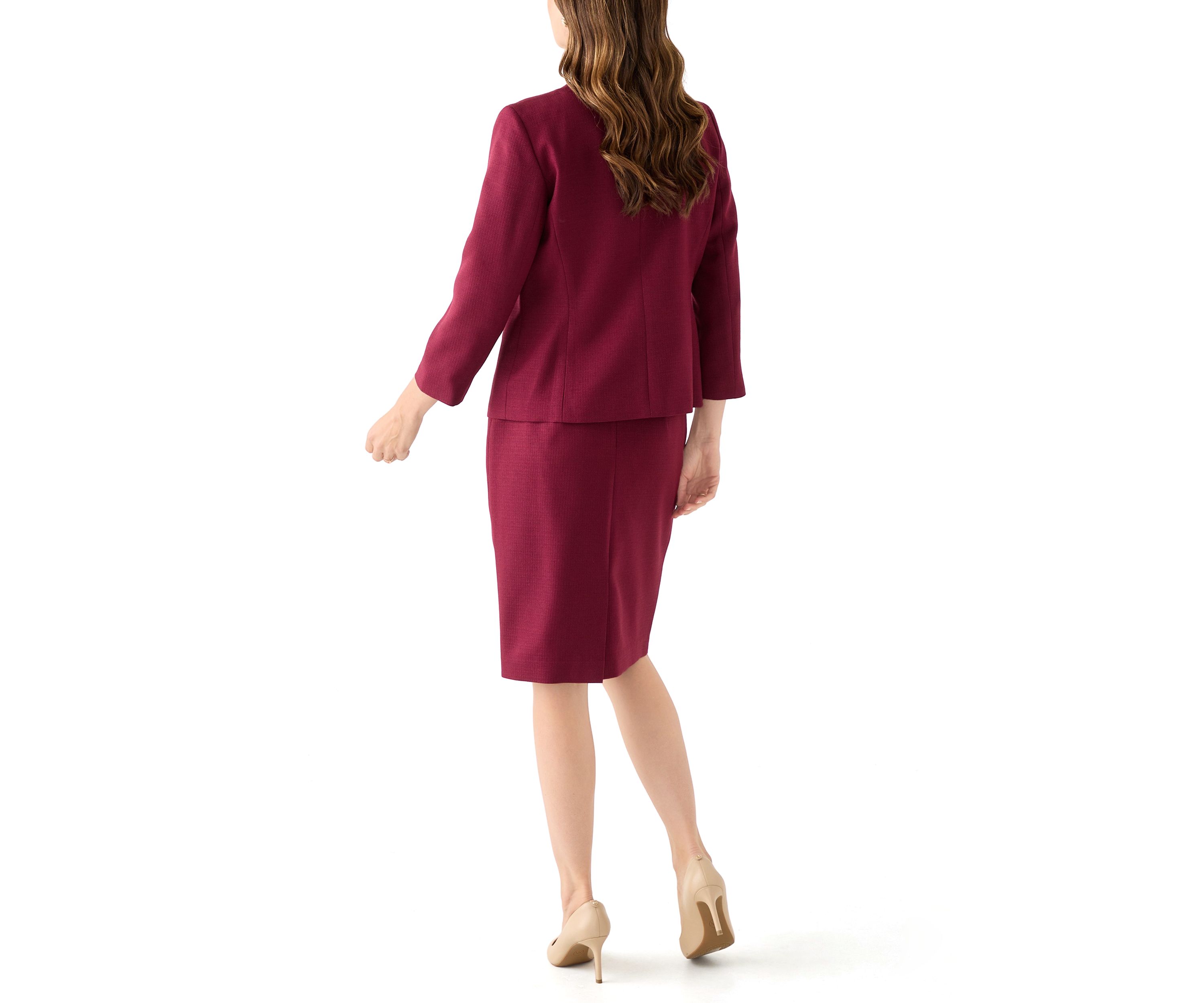 Tonal Jewel Neck Jacket & Skirt