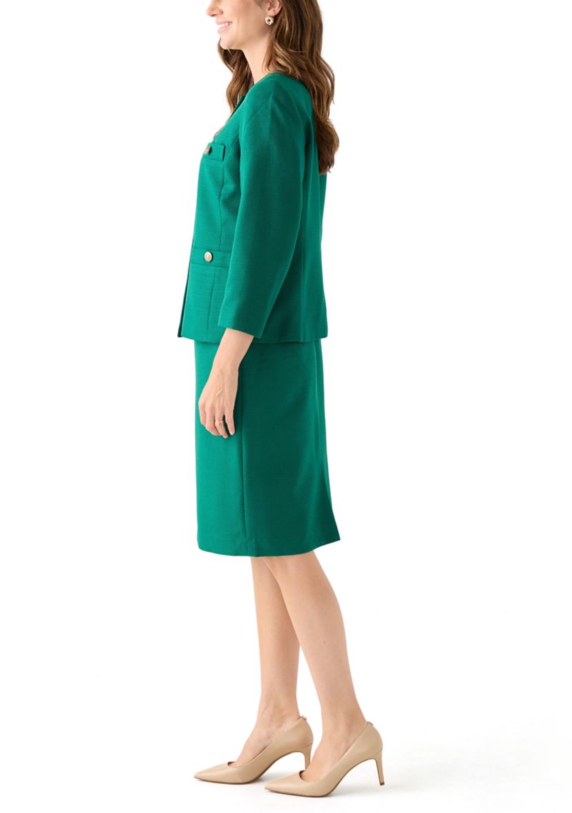 Tonal Jewel Neck Jacket & Skirt