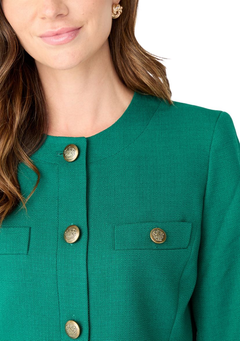 Tonal Jewel Neck Jacket & Skirt