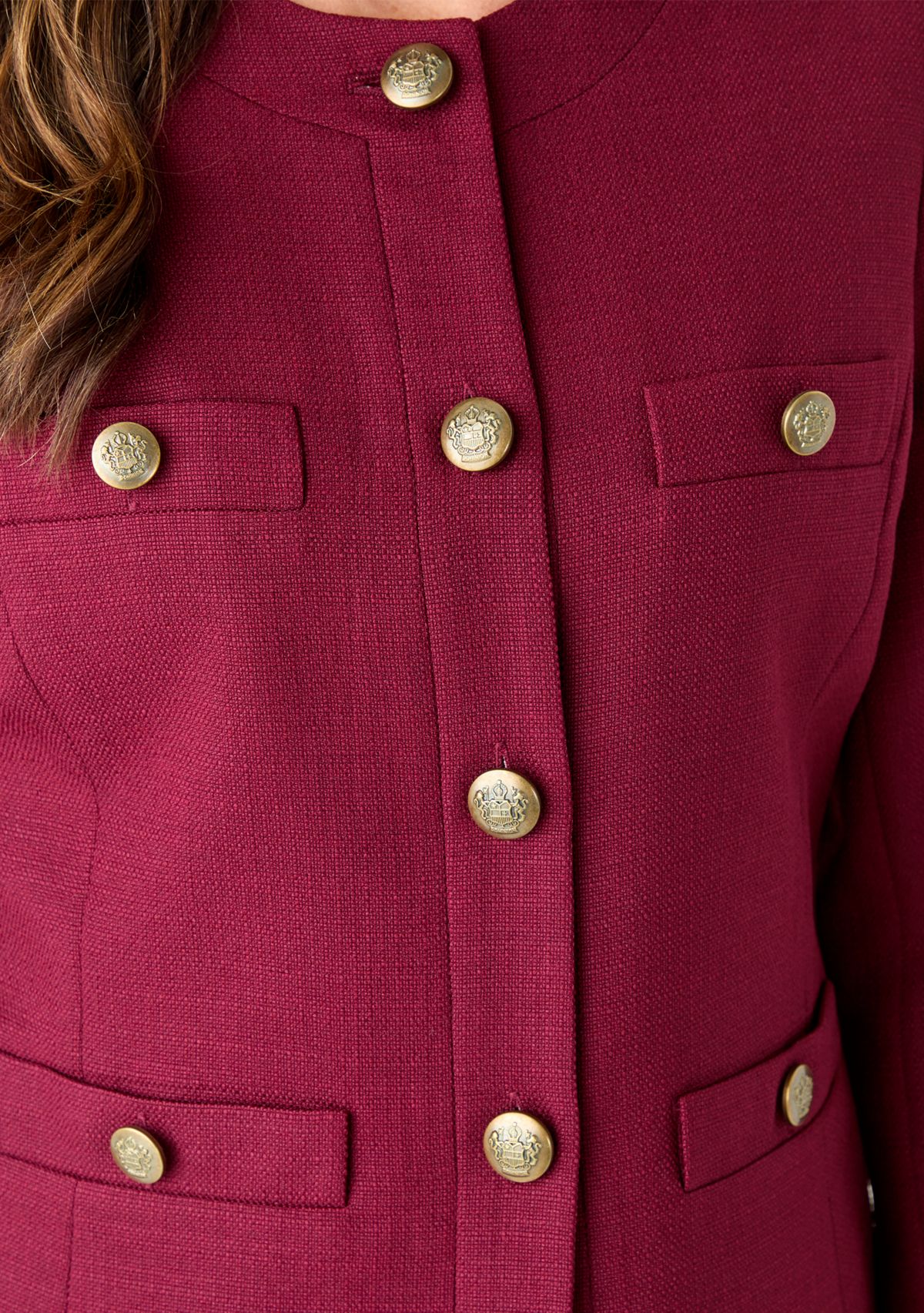 Tonal Jewel Neck Jacket & Skirt