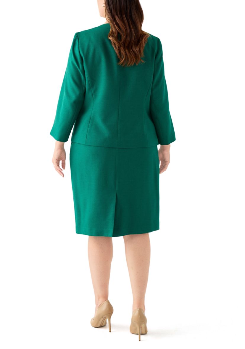 Tonal Jewel Neck Jacket & Skirt