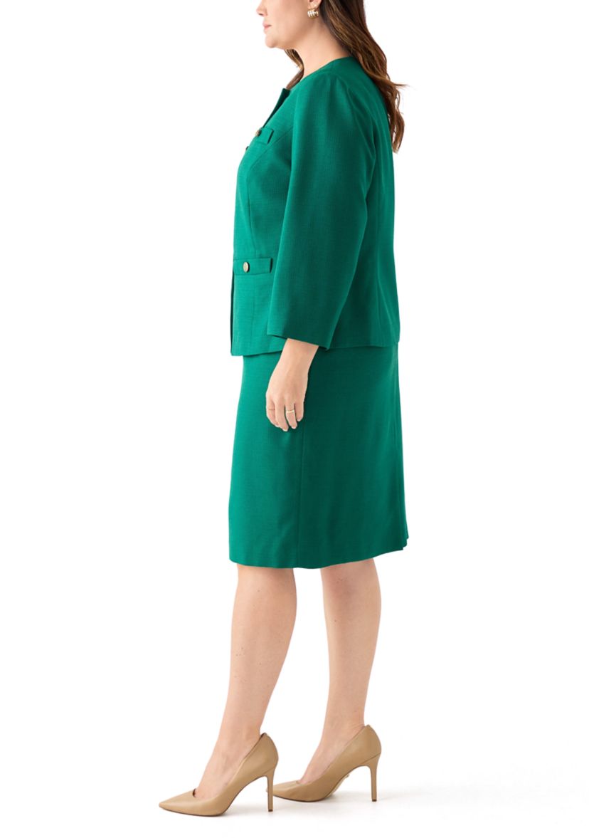 Tonal Jewel Neck Jacket & Skirt