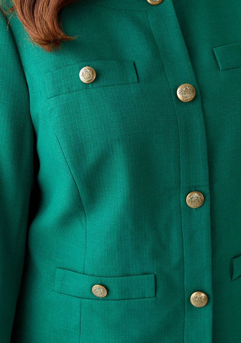 Tonal Jewel Neck Jacket & Skirt