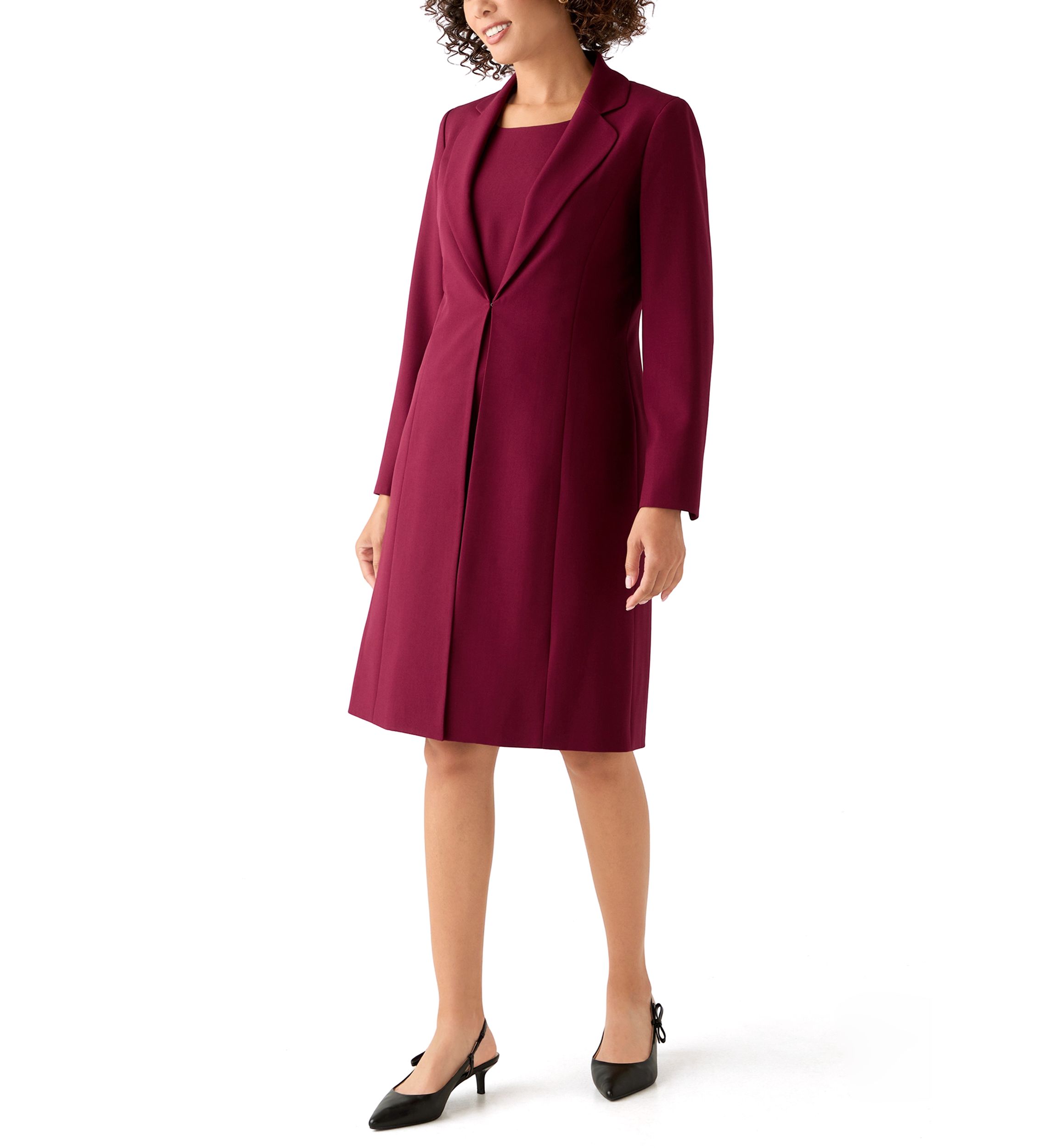 Long Coat & Basic Sheath Dress
